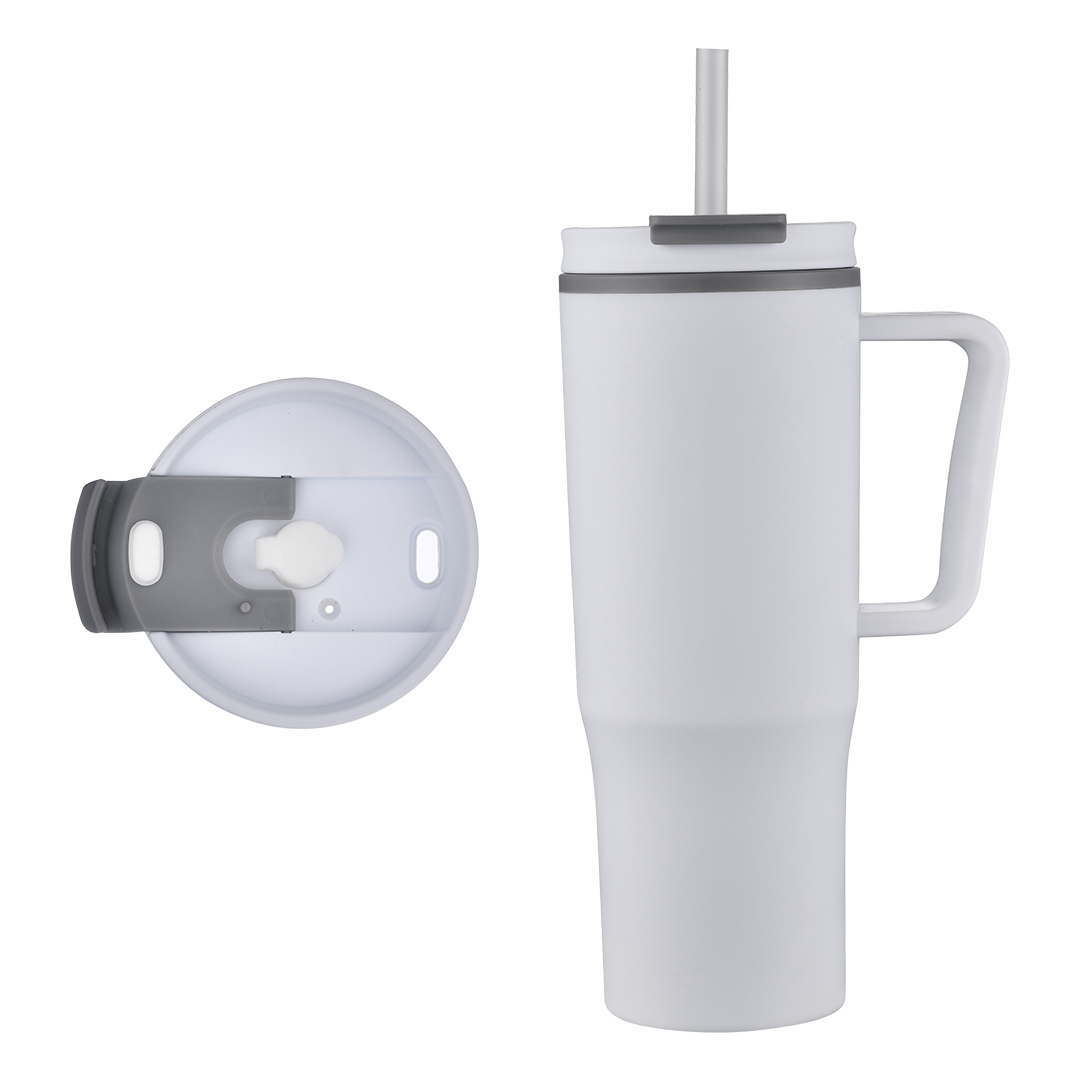 EcoSip 30oz Double Wall Plastic Travel Tumbler with Handle & Straw 13