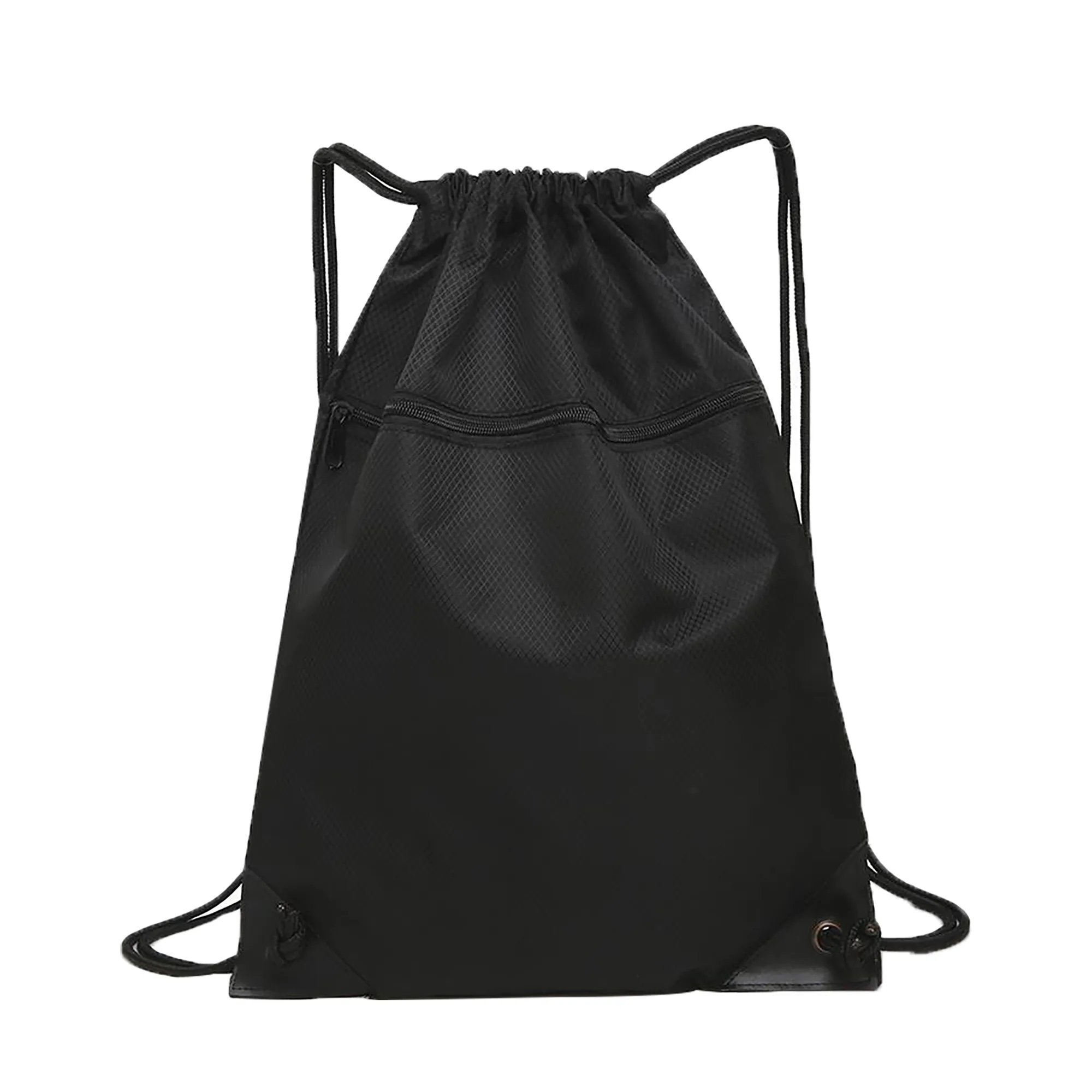 Mesh Pocket Drawstring Backpacks w/Zipper 4