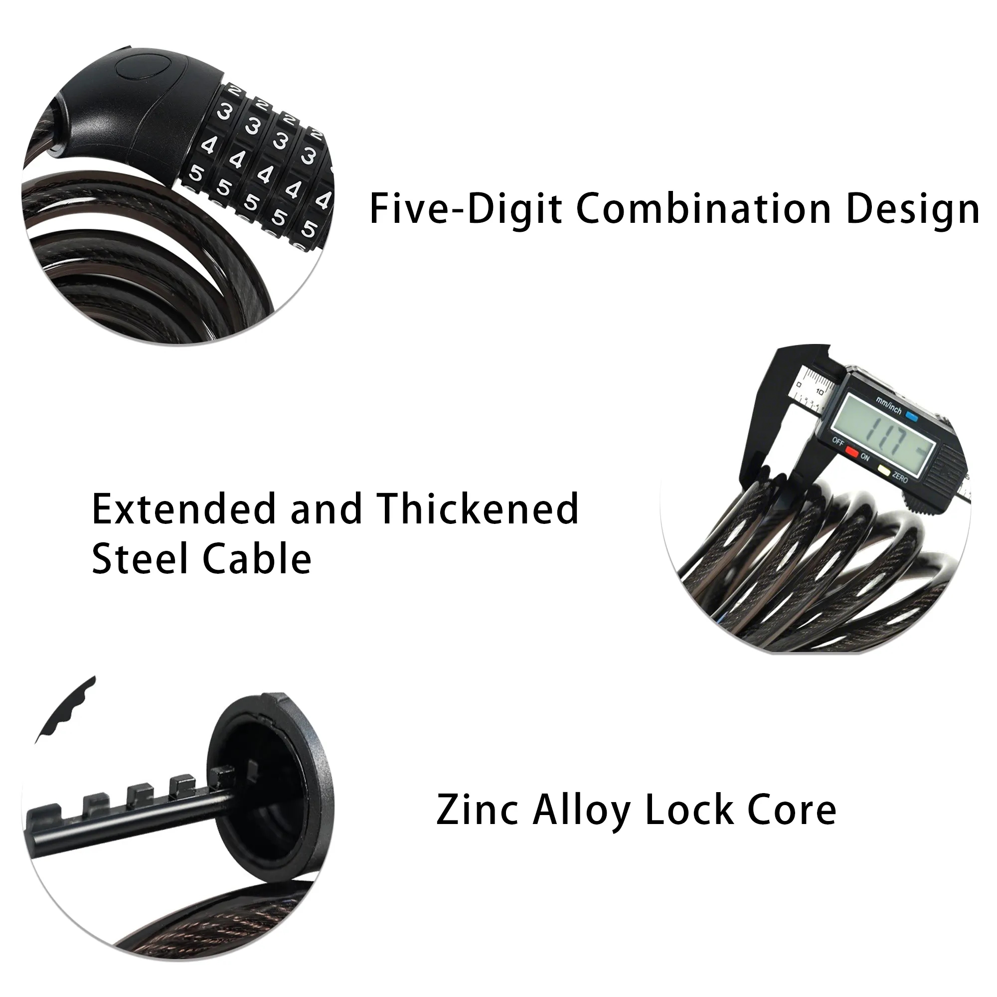 Five-Digit Combination Cable Lock For Bicycles 1