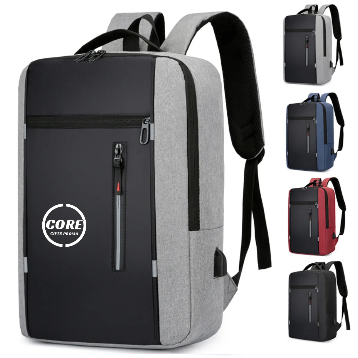 17" Large Slim Laptop Backpack Travel Bag w/ USB Charge Port 2