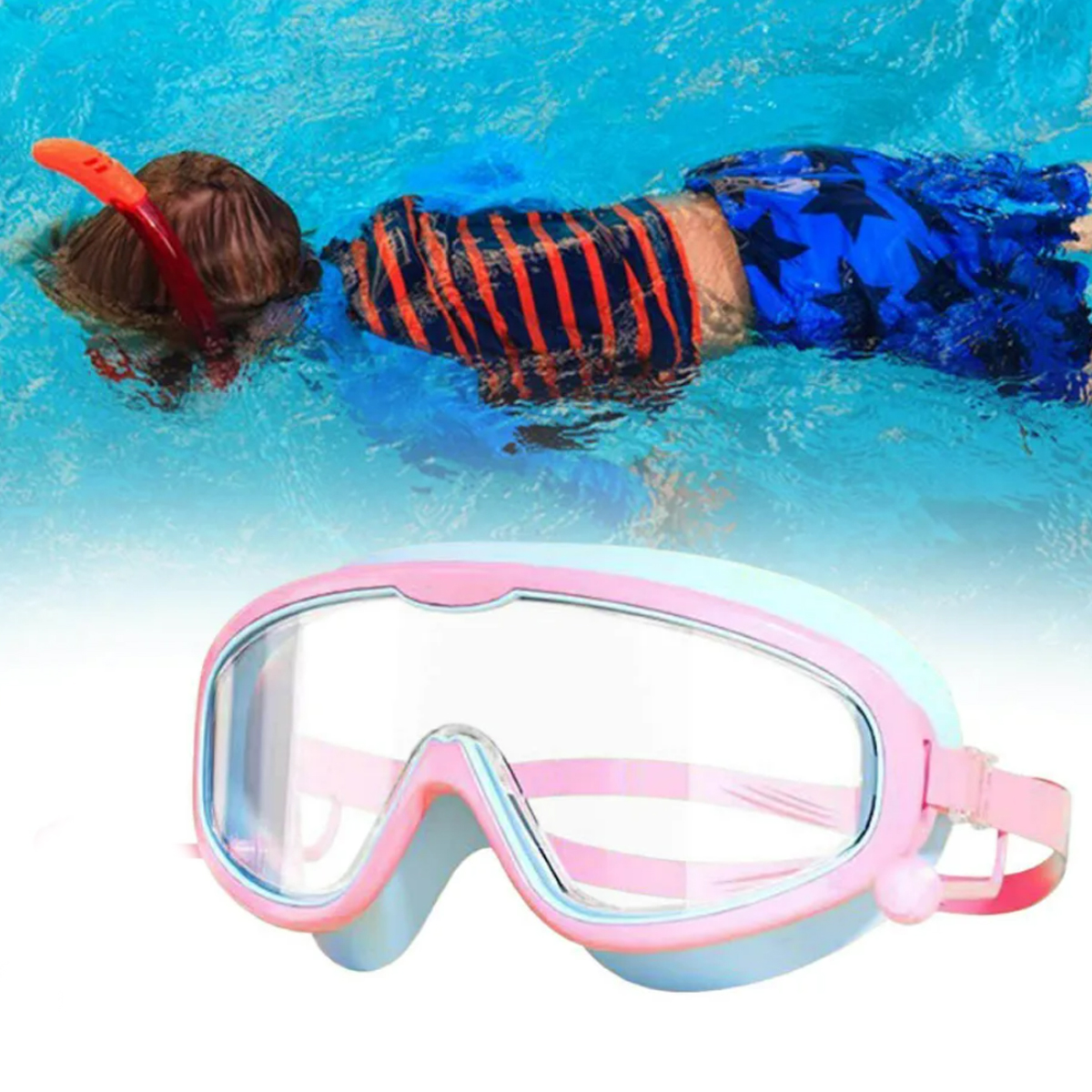 Large Frame Diving Goggles For Kids W/ Anti-Fog Lens 1