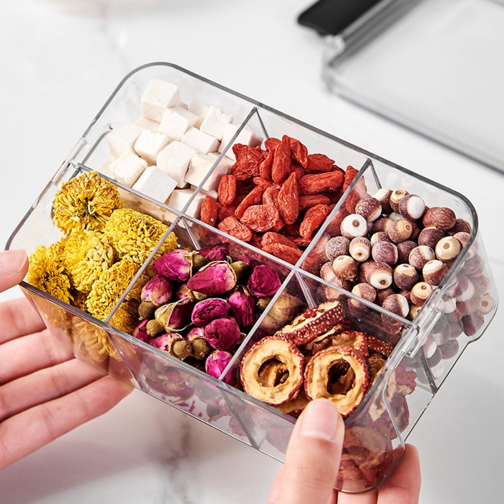 6 Grids Sealed Transparent Storage Box With Lid 3