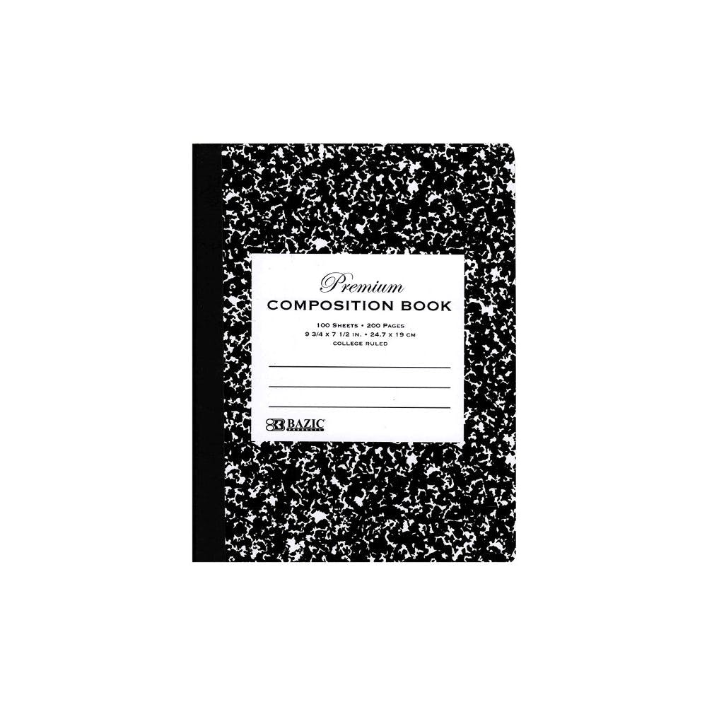 Marbled College Ruled Composition Notebook - 100 Sheets Black 1