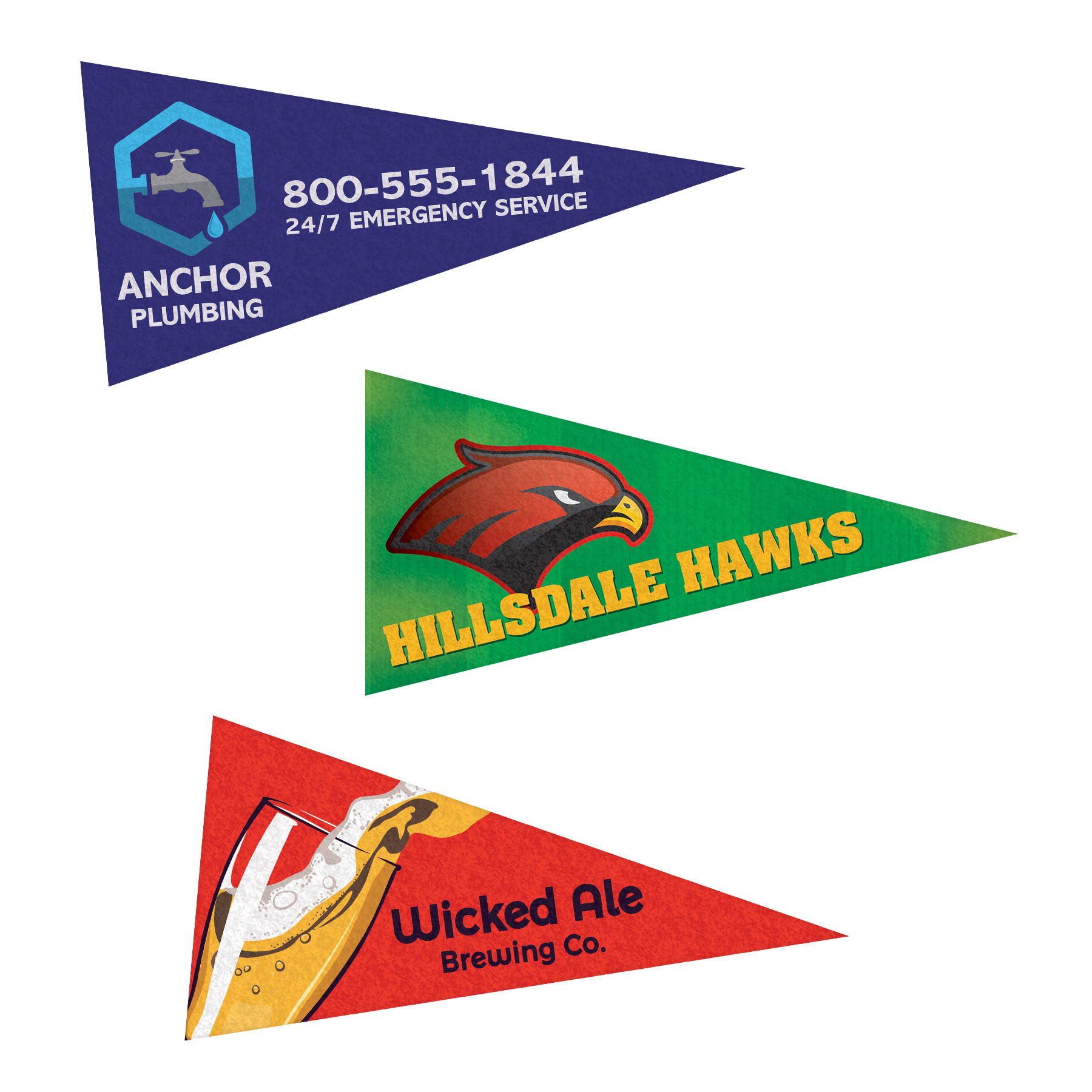 3" x 6" Custom Printed Mini Magnetic Felt Pennant 8