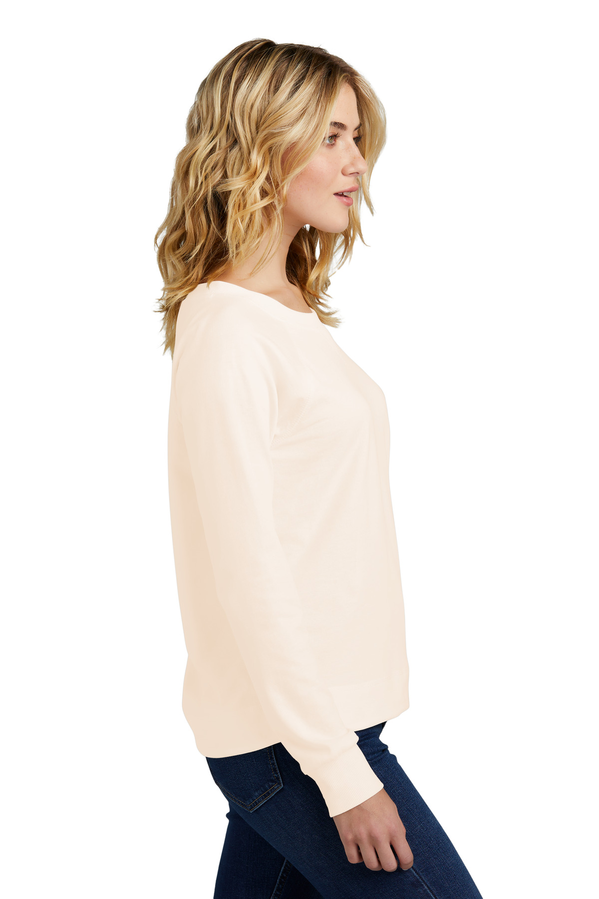 District Women's Featherweight French Terry Long Sleeve Crewneck DT672 24