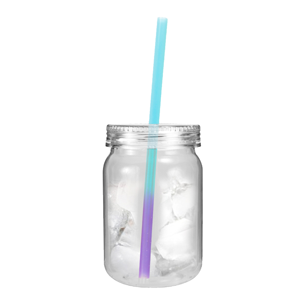 24 oz. Plastic Mason Jar with Mood™ Straw 12