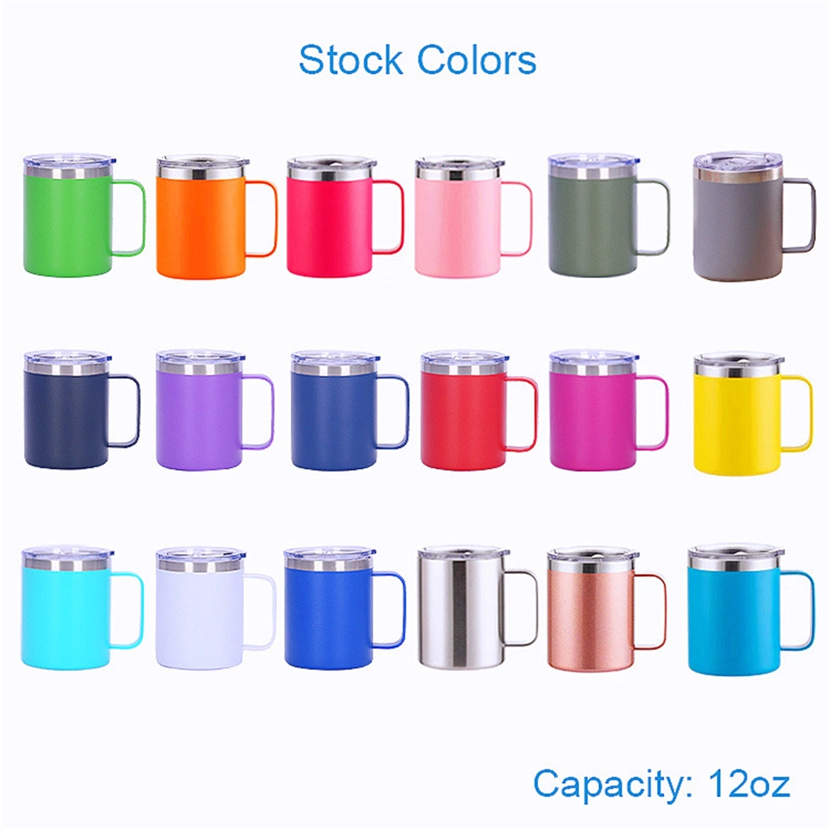 Stackable Mug Vacuum 12Oz Coffee Travel Cup With Handle 2