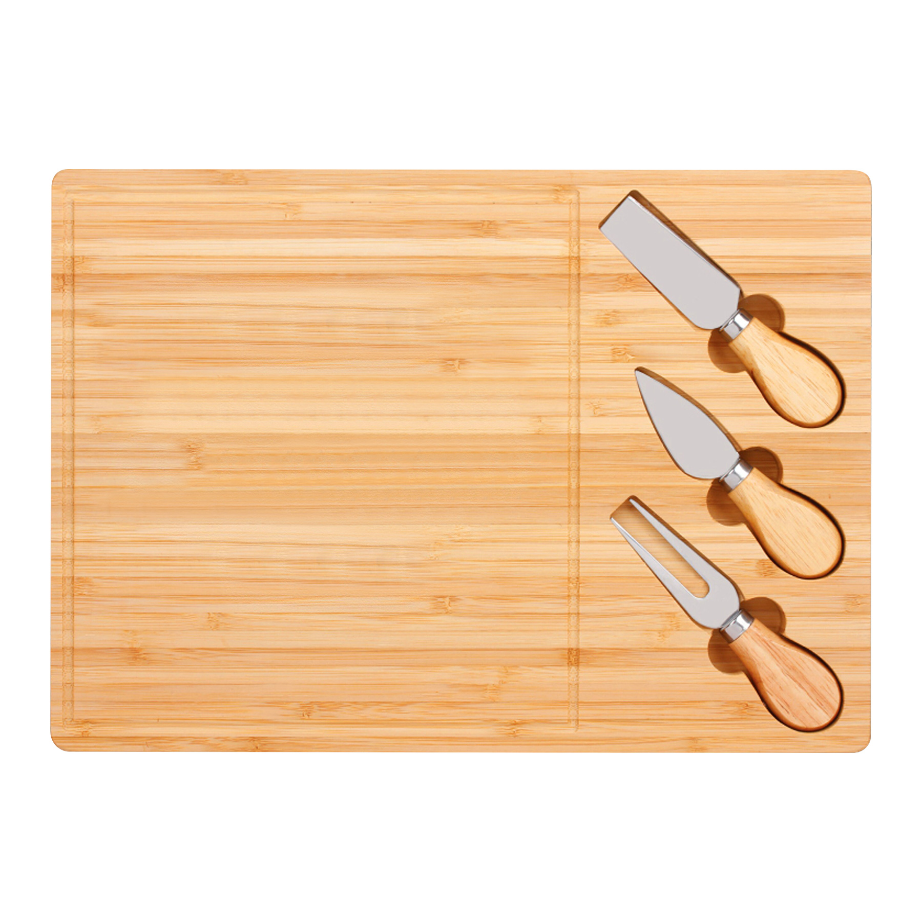 Long Curved Wooden Cutting Cheese Board Set 3