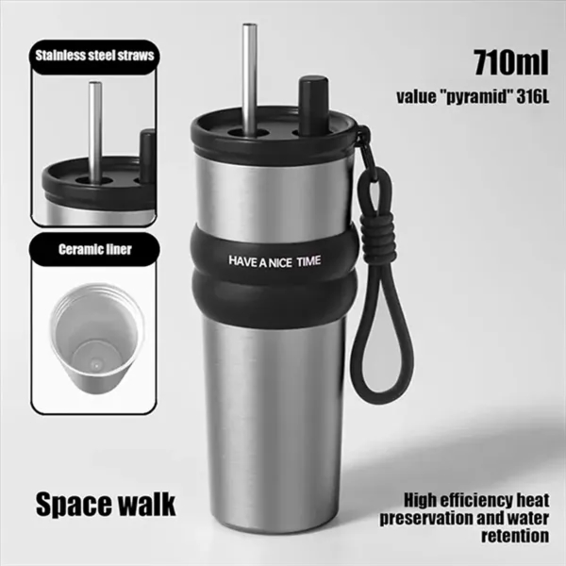24oz Vacuum Travel Mug with Straw 1