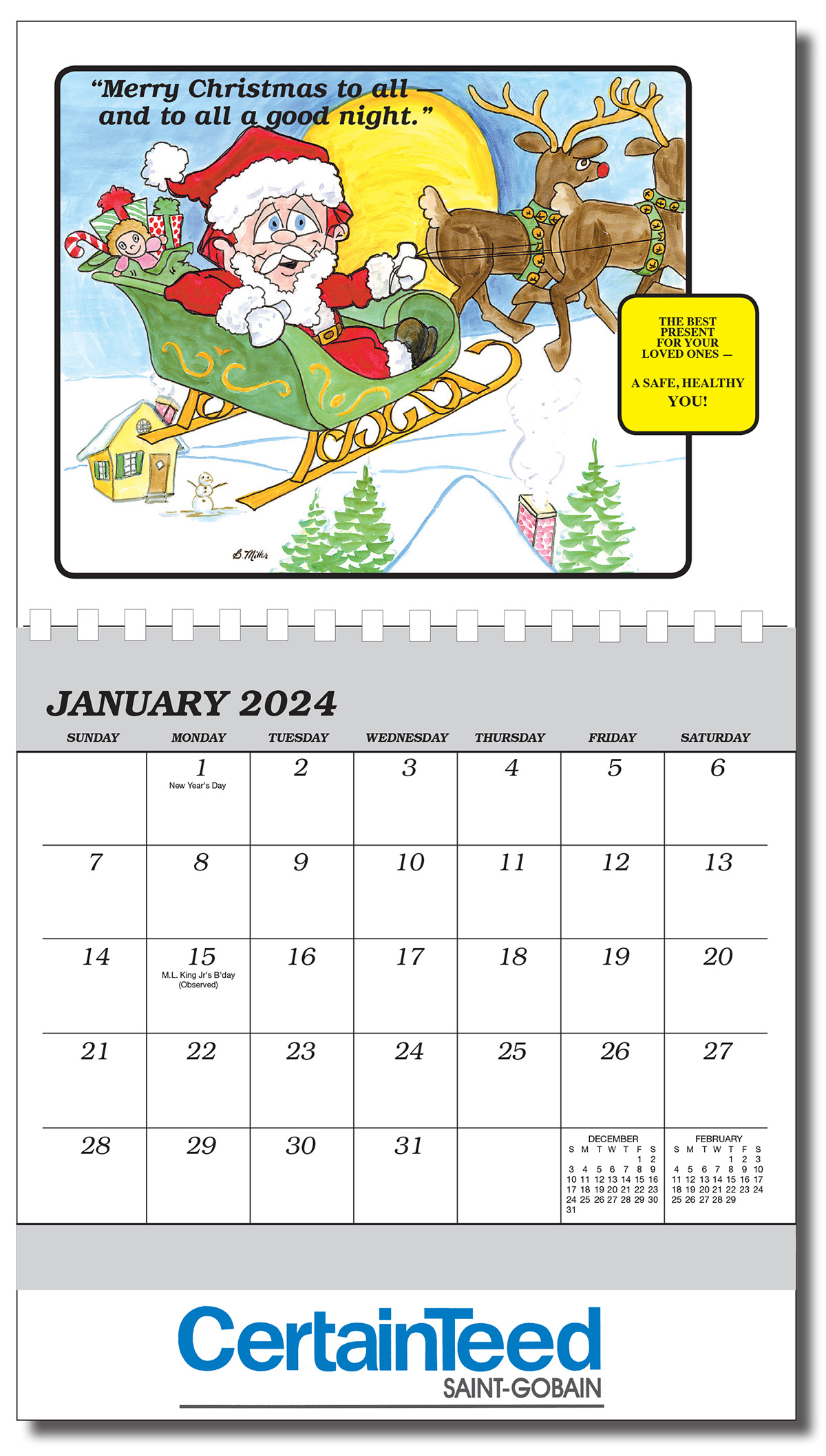 Safety Sam 12 Month Wall Calendar