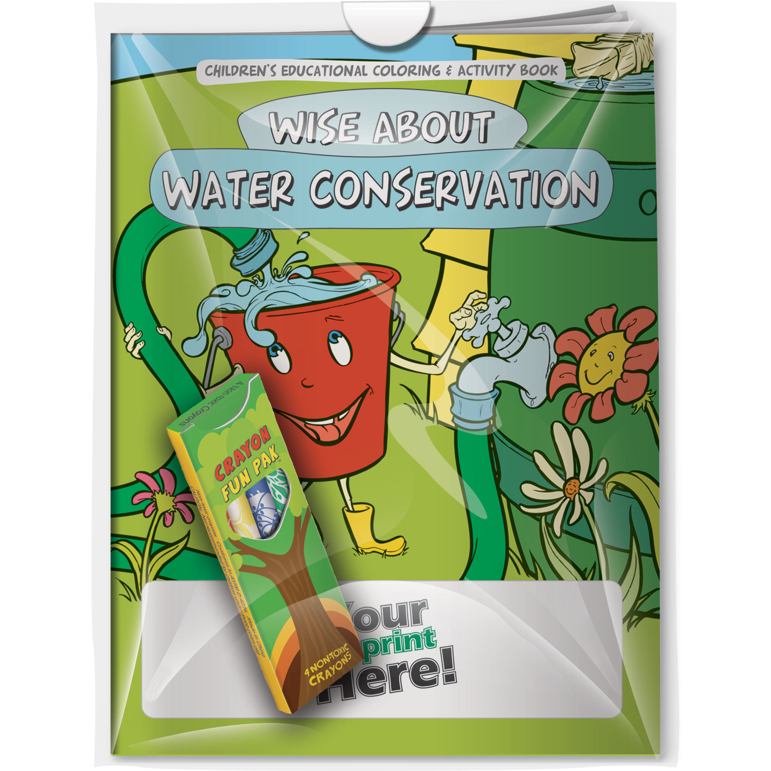 Combo Pack - CB1084 Coloring Book & 4-Pack of Crayons (Imprinted) in a Poly Bag 5