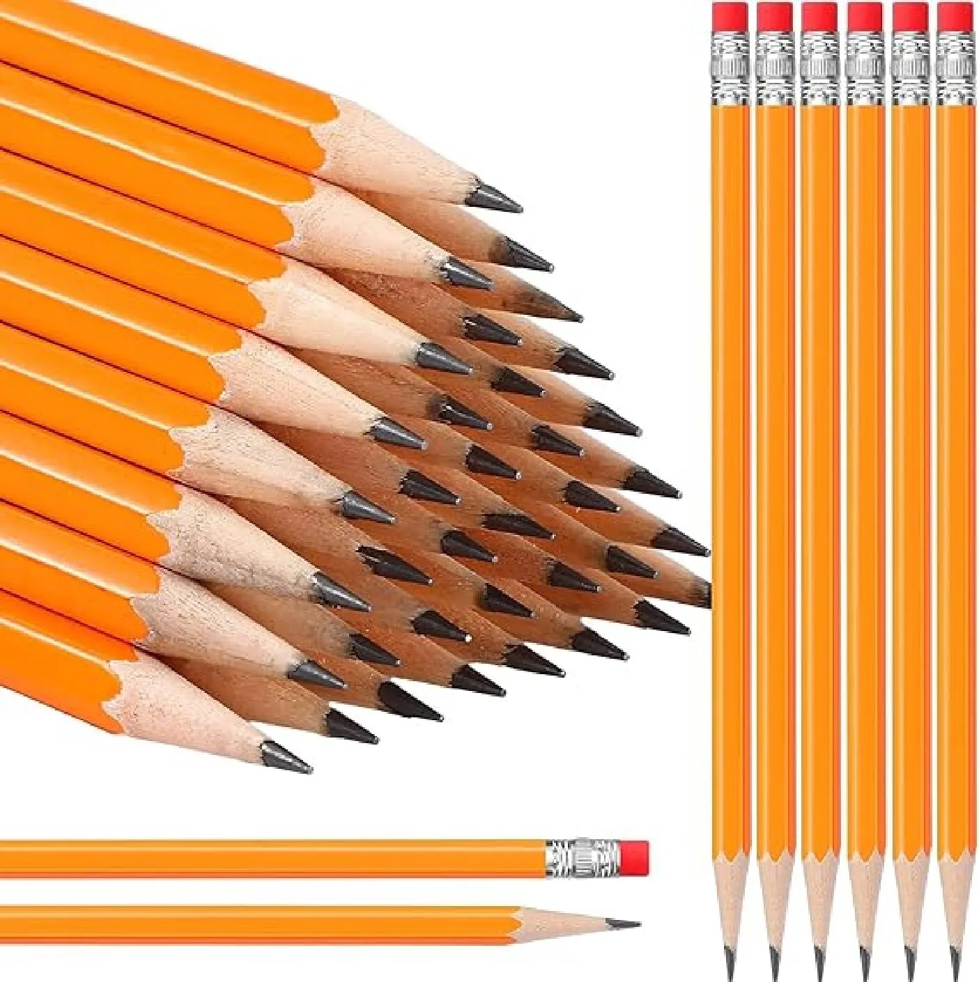 Solid Color Wood-Cased Pencils with Eraser 6
