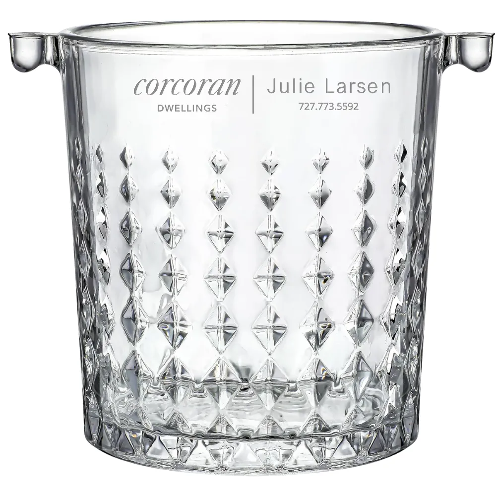 0.9L Mini Crystal Glass Ice Bucket with Handle and Tong 4