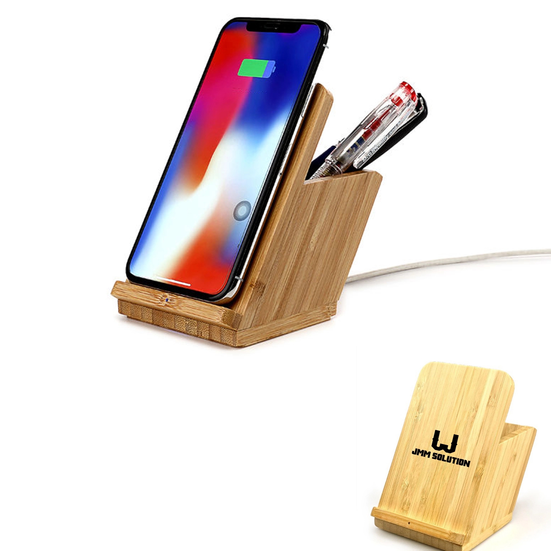 Bamboo Wireless Charging Desk Organizers 2