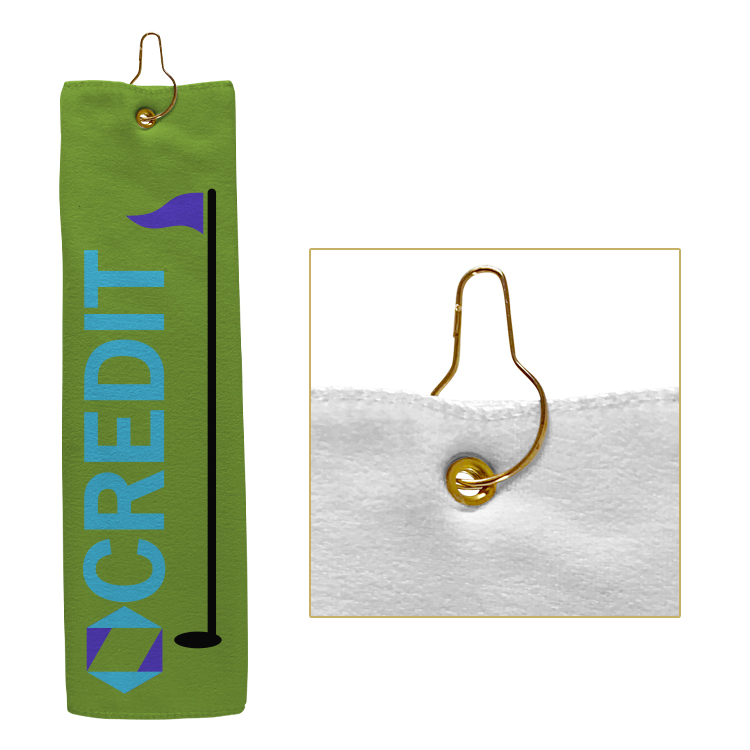 Small Custom Full Color Grommeted Tri-Fold Golf Towel 6
