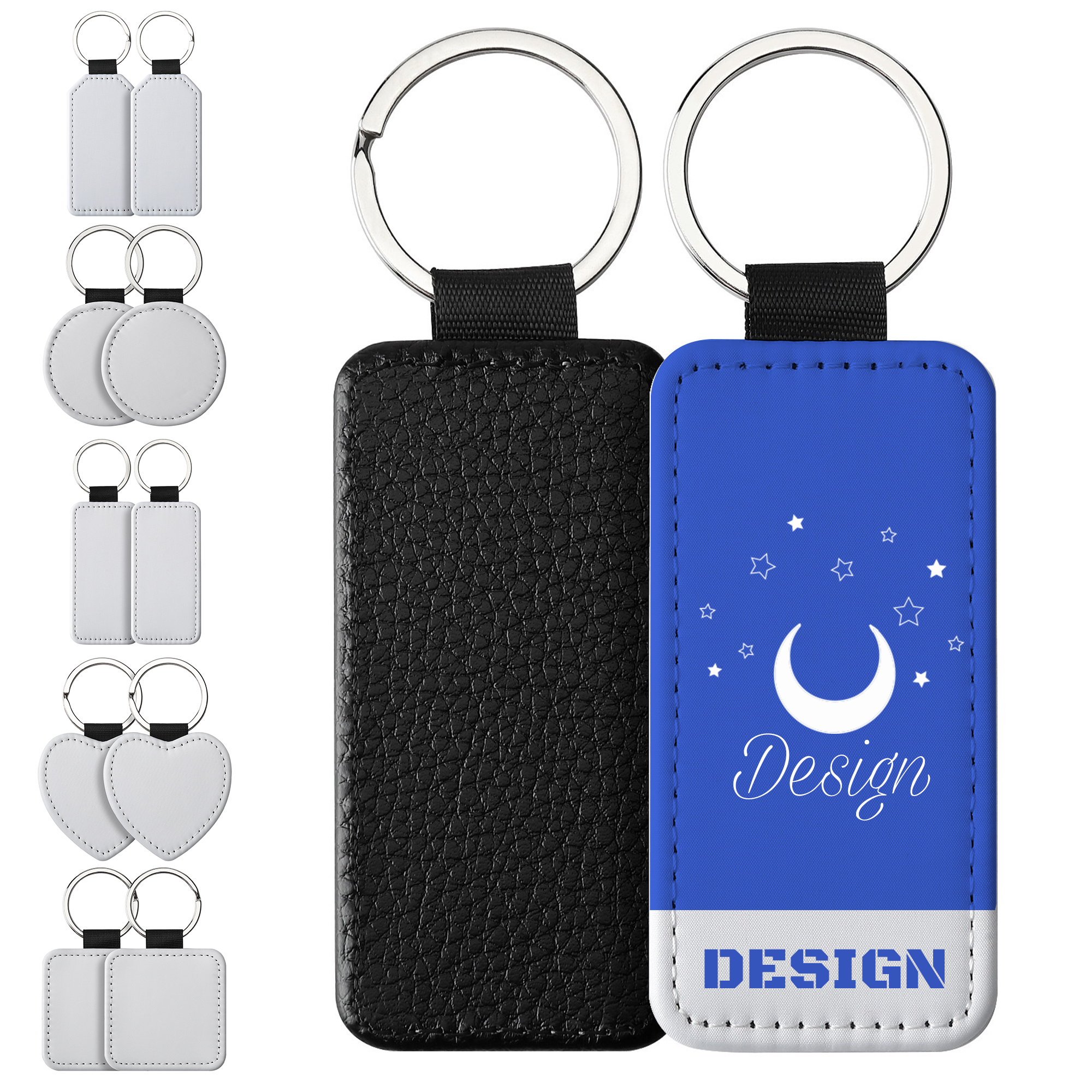 Custom PU Leather Keychain 5 Shapes Personalized Gifts 1