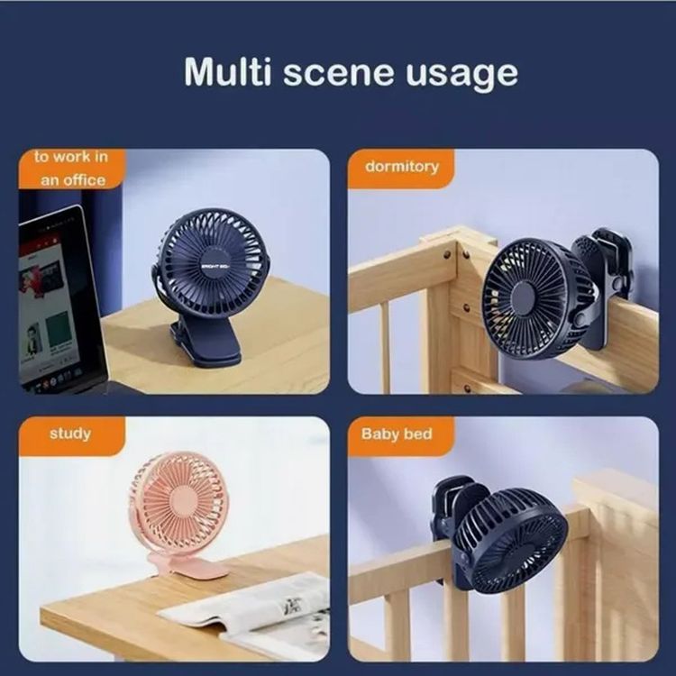 4-Inch USB Rechargeable Clip-On Fan with 360 Rotation 3