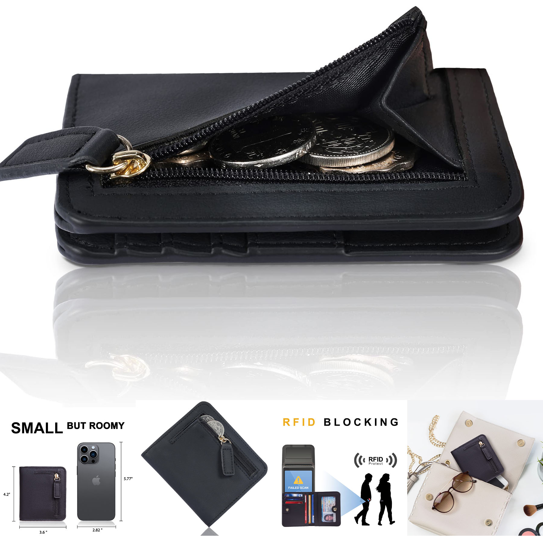 Blocking Small Compact Bifold Luxury Genuine Leather Pocket Wallet 1