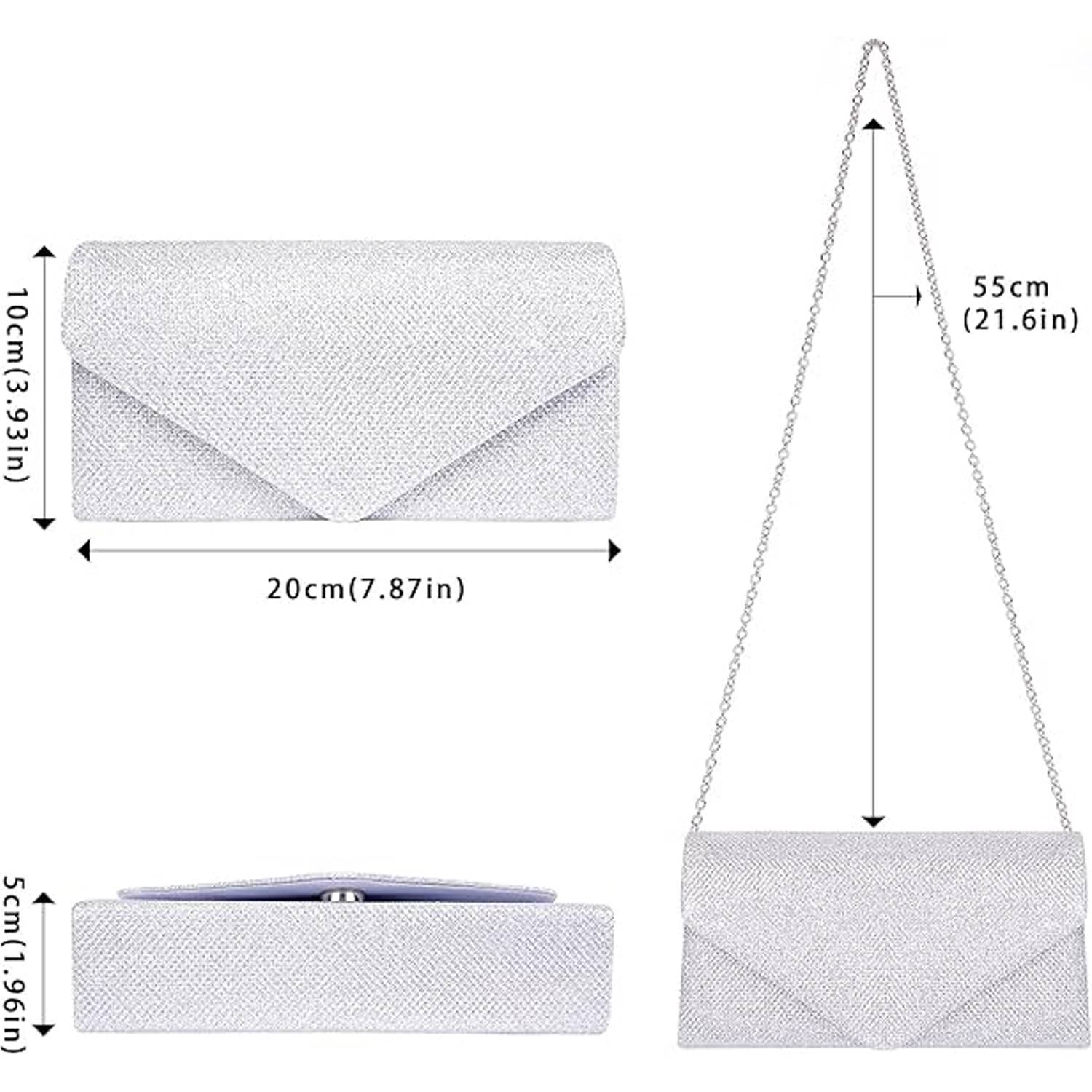Women's Envelope Clutch Bag with Detachable Chain 10
