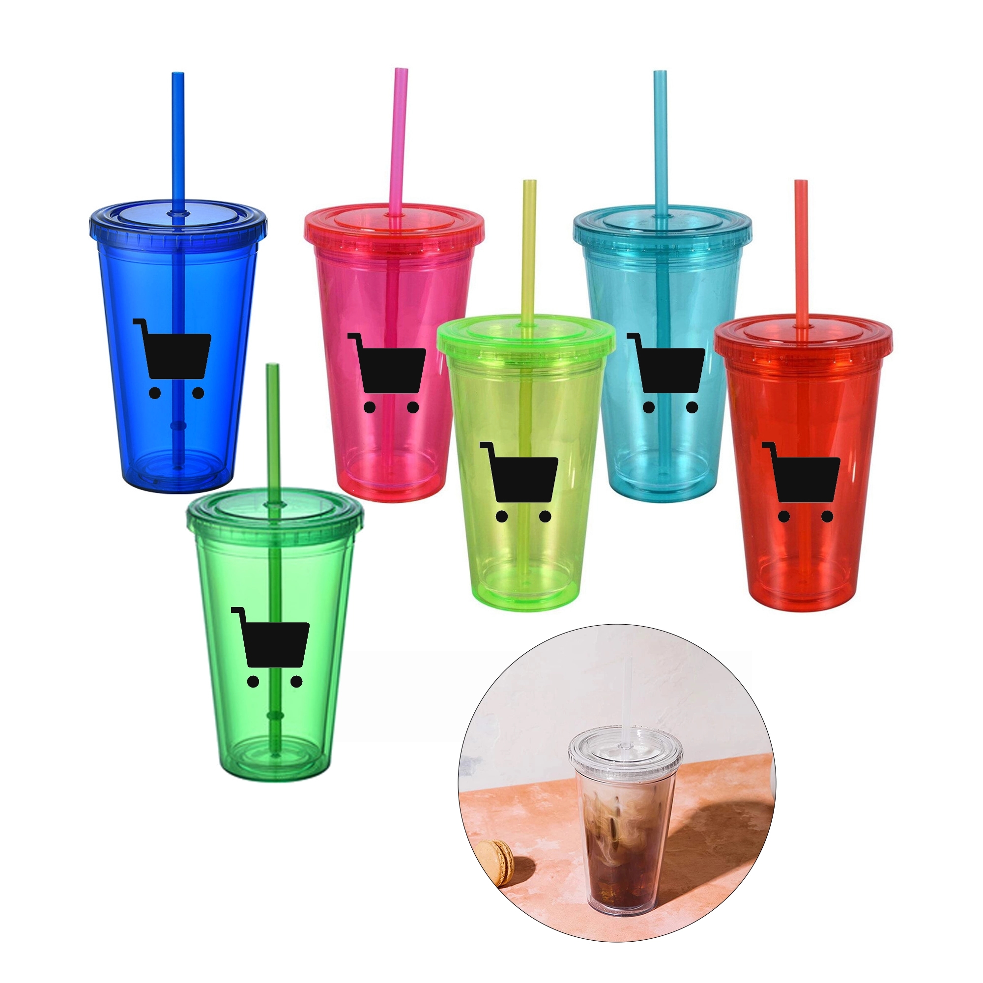 20 oz. Double Walled Tumblers w/ Straw 3