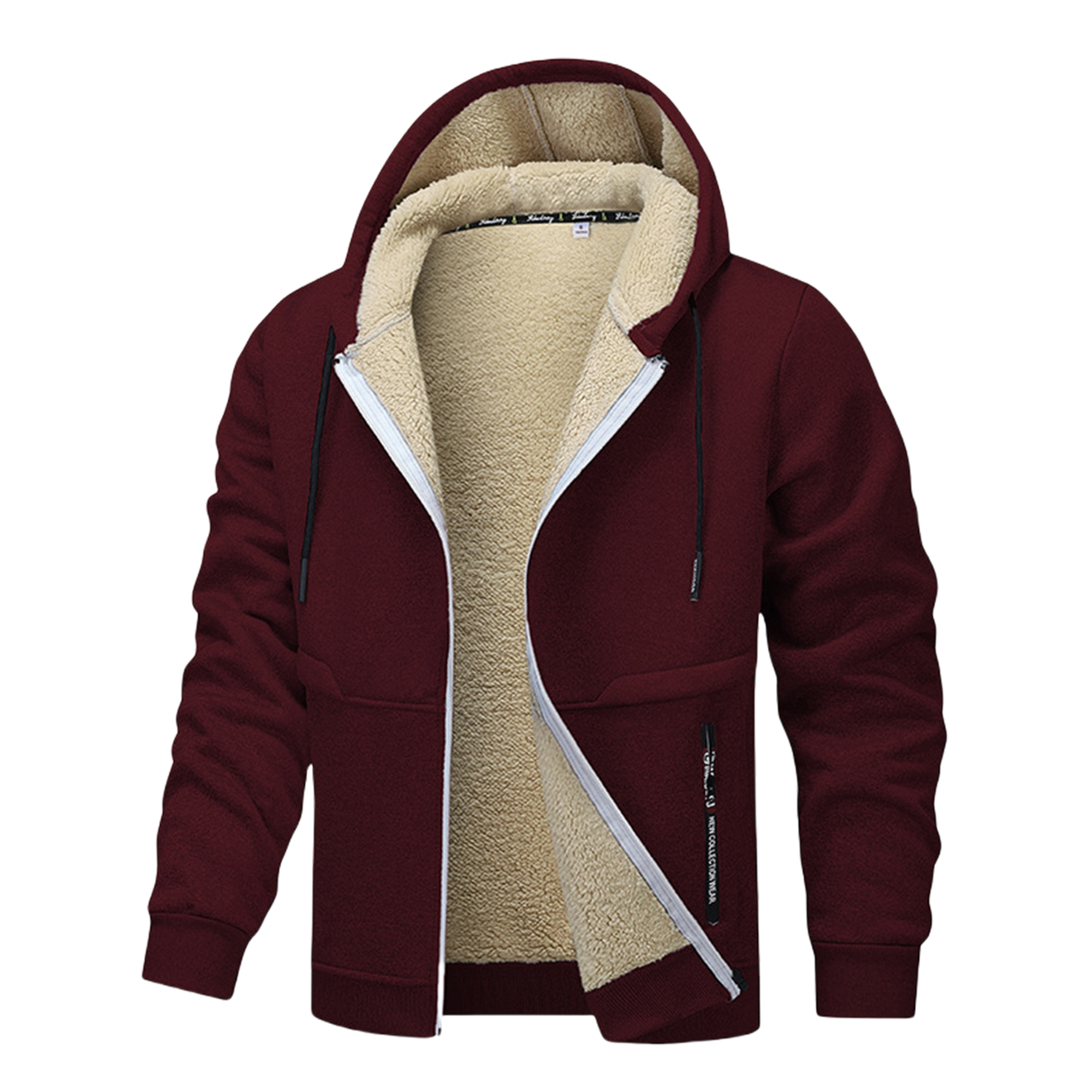 Men's Winter Fleece Hooded Thickened Sherpa Pullover Sweatshirt Oversized Trendy Coat, custom hoodie or sweatshirt with logo imprint 9