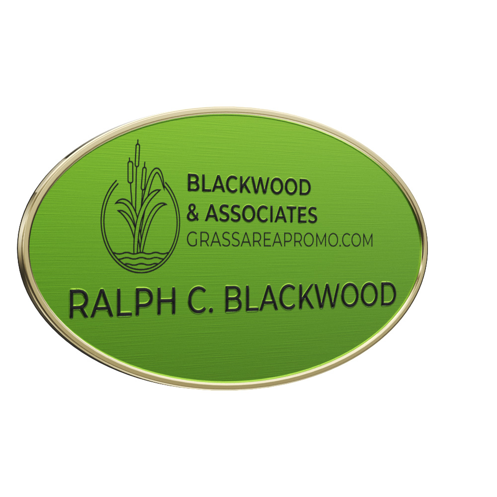Texture Tone® Oval Metal Name Badge (3" x 1-1/2") 2