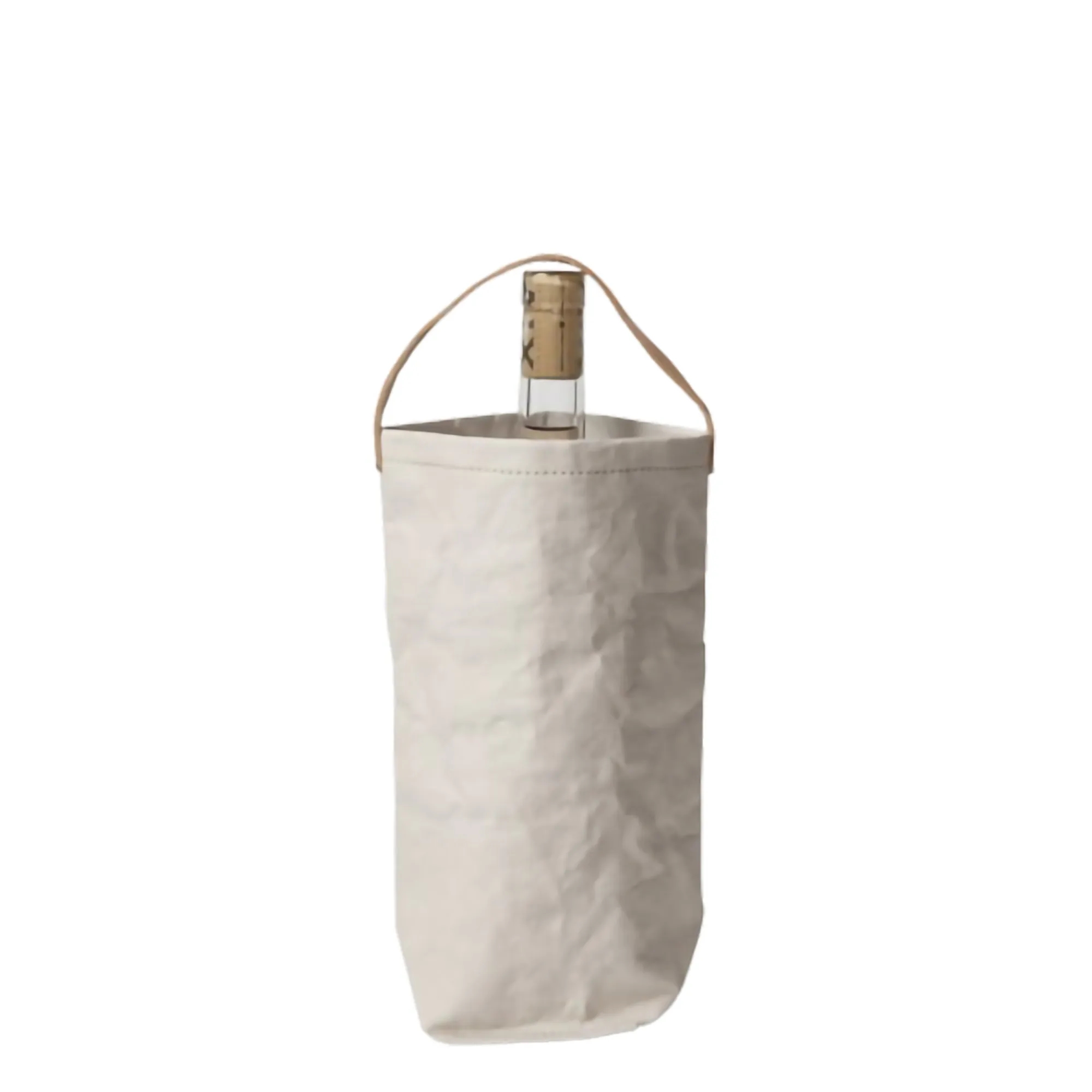 Washed Kraft Paper Single Bottle Wine Tote Bag MOQ200 4