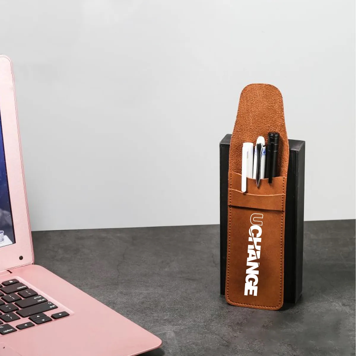 PU Leather Two Pen Pouch With Flap 6