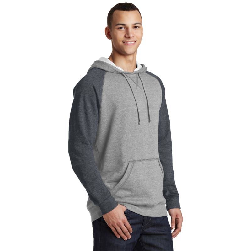 District Young Mens Lightweight Fleece Raglan Hoodie. 8
