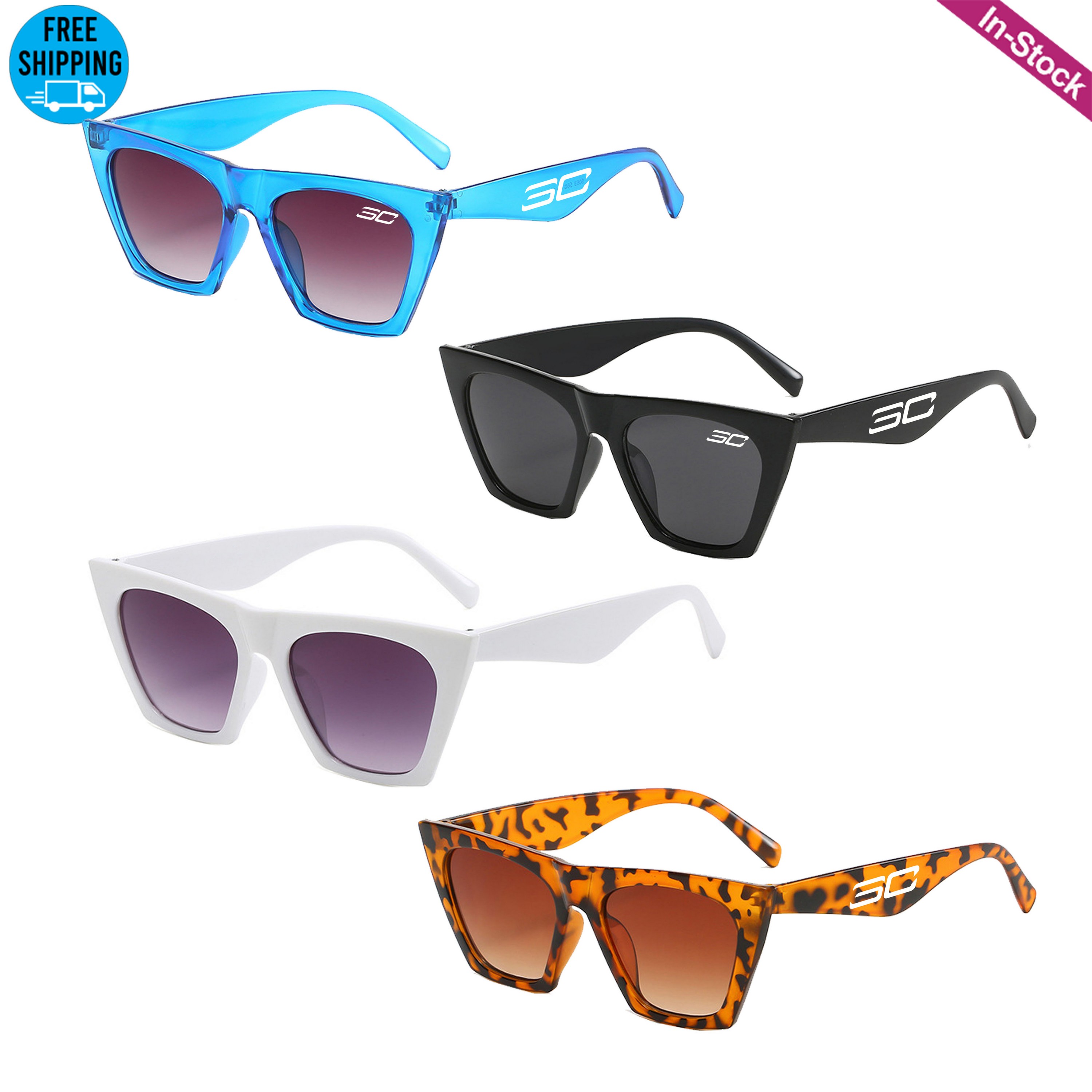 Oversized Square Cateye Sunglasses-Ocean 1