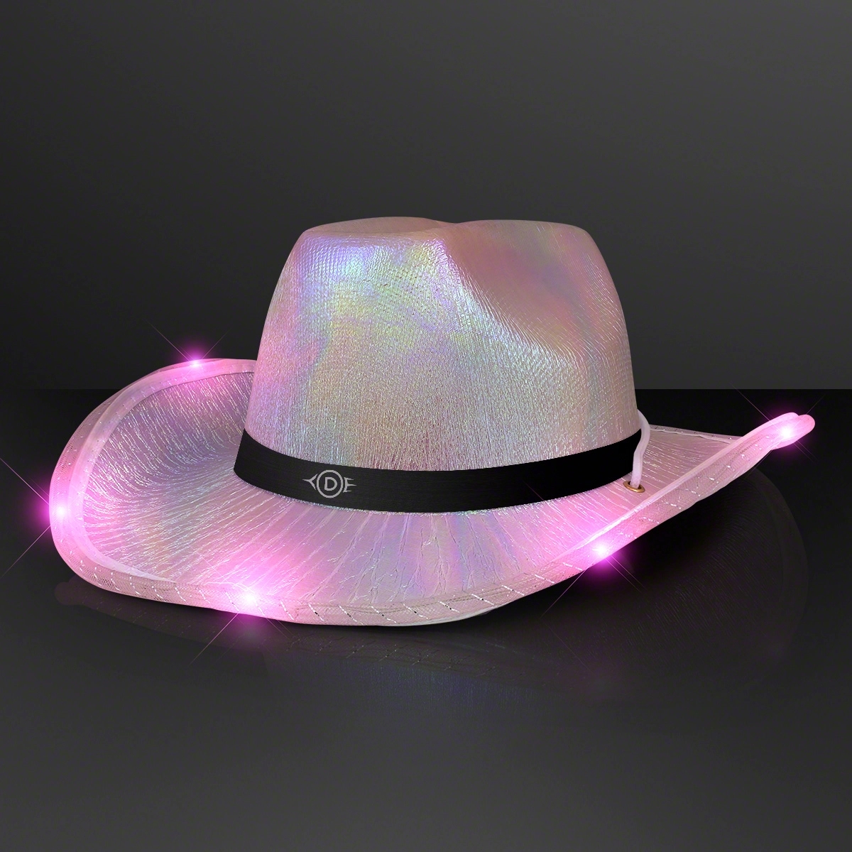 Light Up Iridescent Cowgirl Hat with Black Band 4
