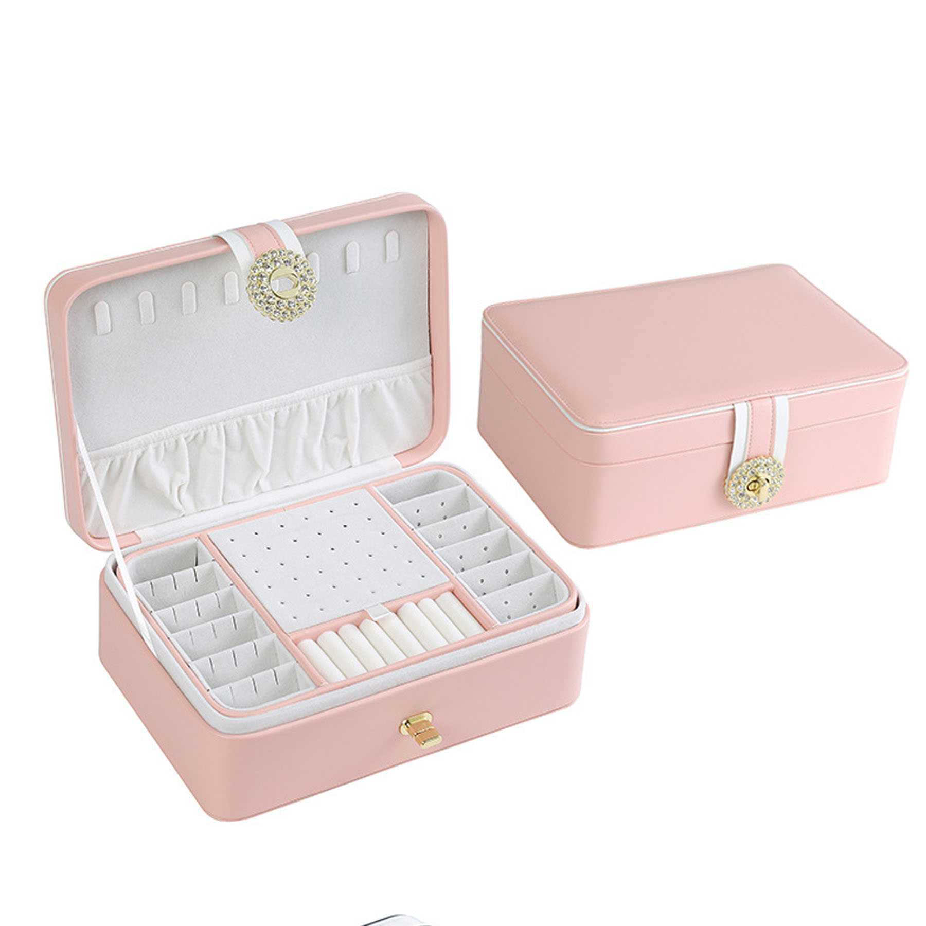 Double-Layer PU Large Capacity Jewelry Box 4