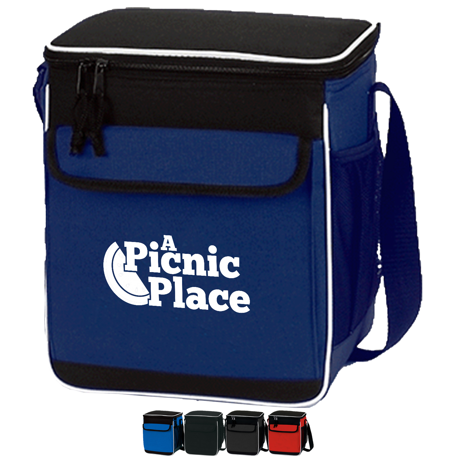 Premium Insulated 12 Pack Lunch Cooler Bag w/ Front Pocket & Side Mesh (9" x 11" x 7") 3