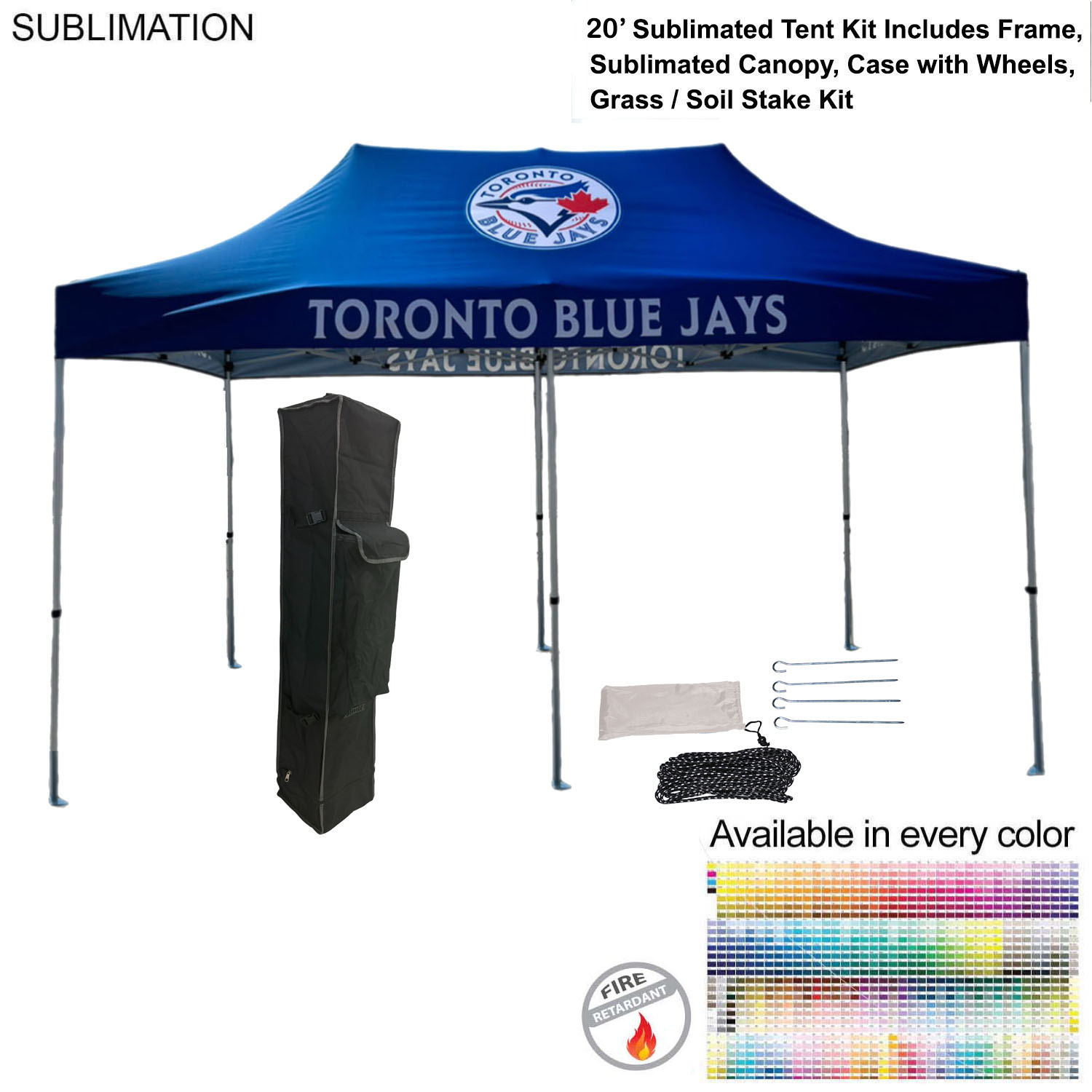 20' Premium Sublimated Tent Kit, Includes Premium 40mm Aluminum Frame, Canopy, Case, Grass Stake Kit 21