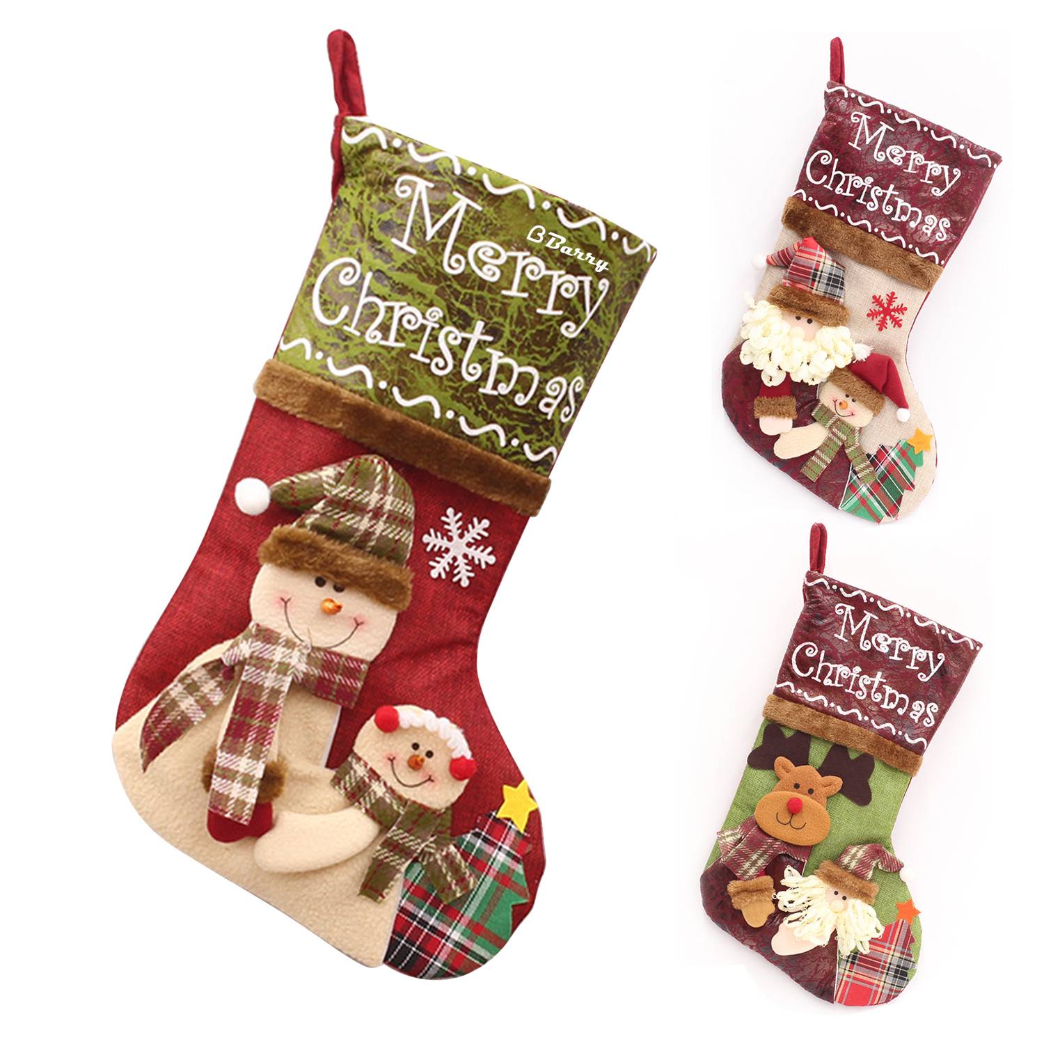 Imitation linen Christmas decorative socks 2