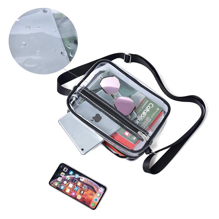 Clear PVC Crossbody Messenger Shoulder Bag w/Adjustable Strap 12