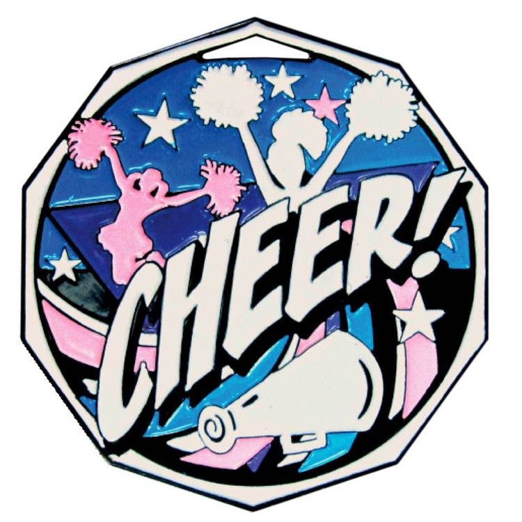 Cheerleading Decagon Colored Medallion (2")