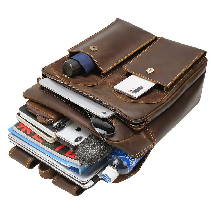 Business Work Genuine Leather Backpack 4