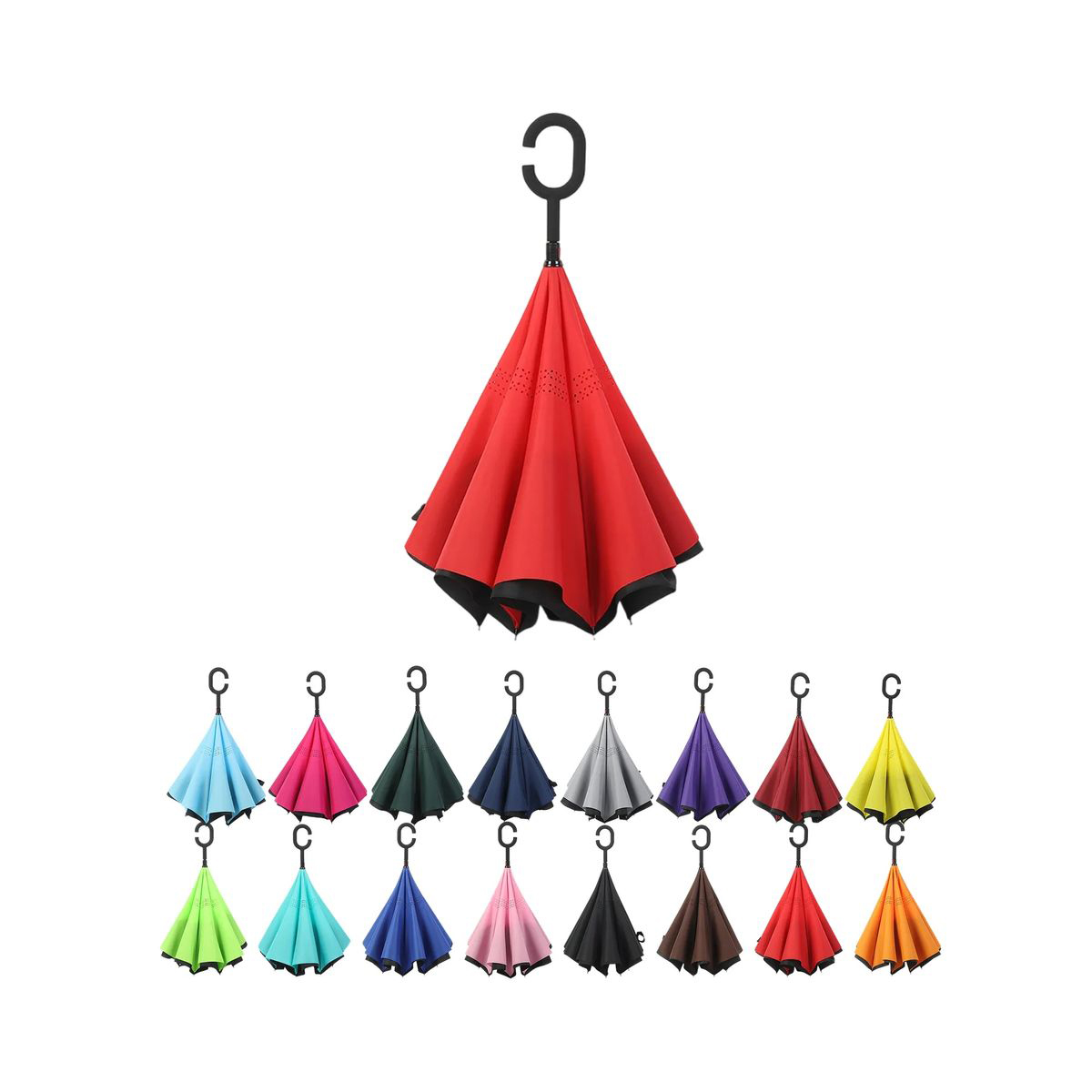 Durable Pongee Inversion Umbrella with Fiberglass Frame 1