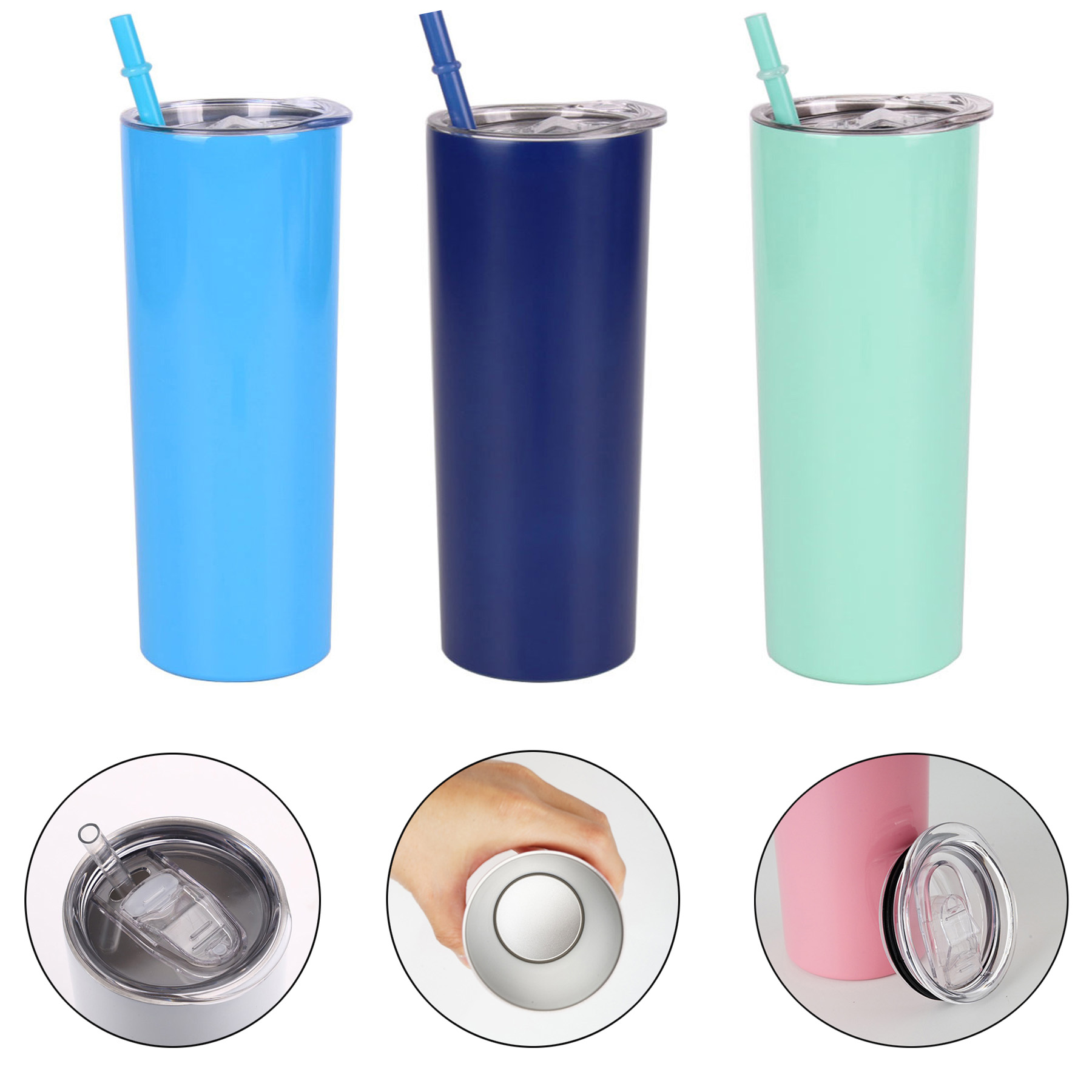 20oz Skinny Straight Tumbler with Straw 1