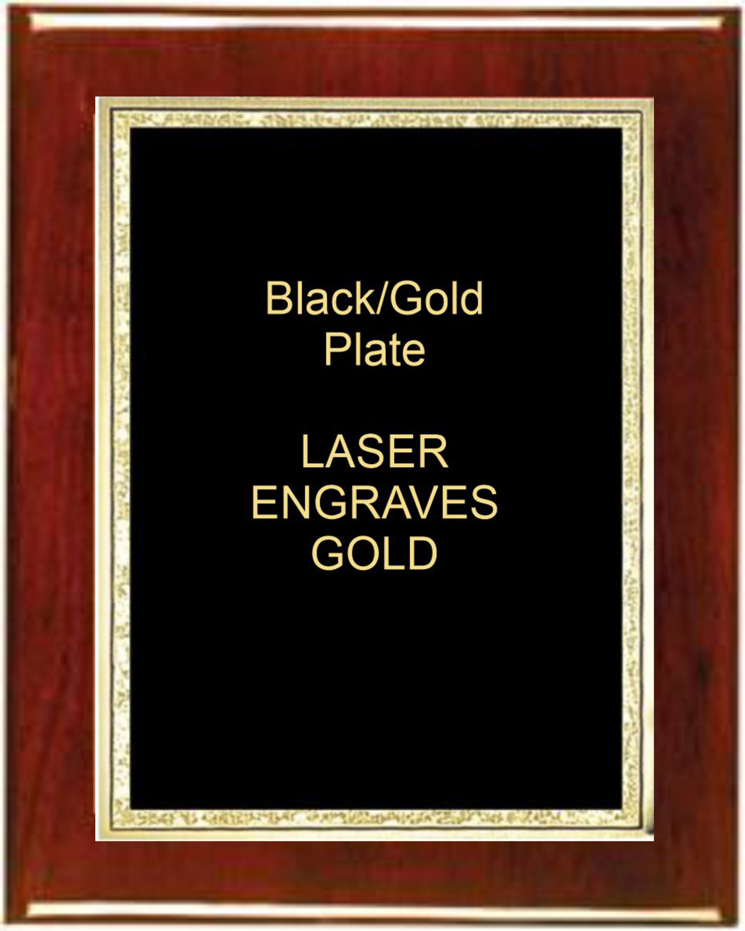 7" x 9" Rosewood Piano Finish Plaque with a Black Florentine Plate 2