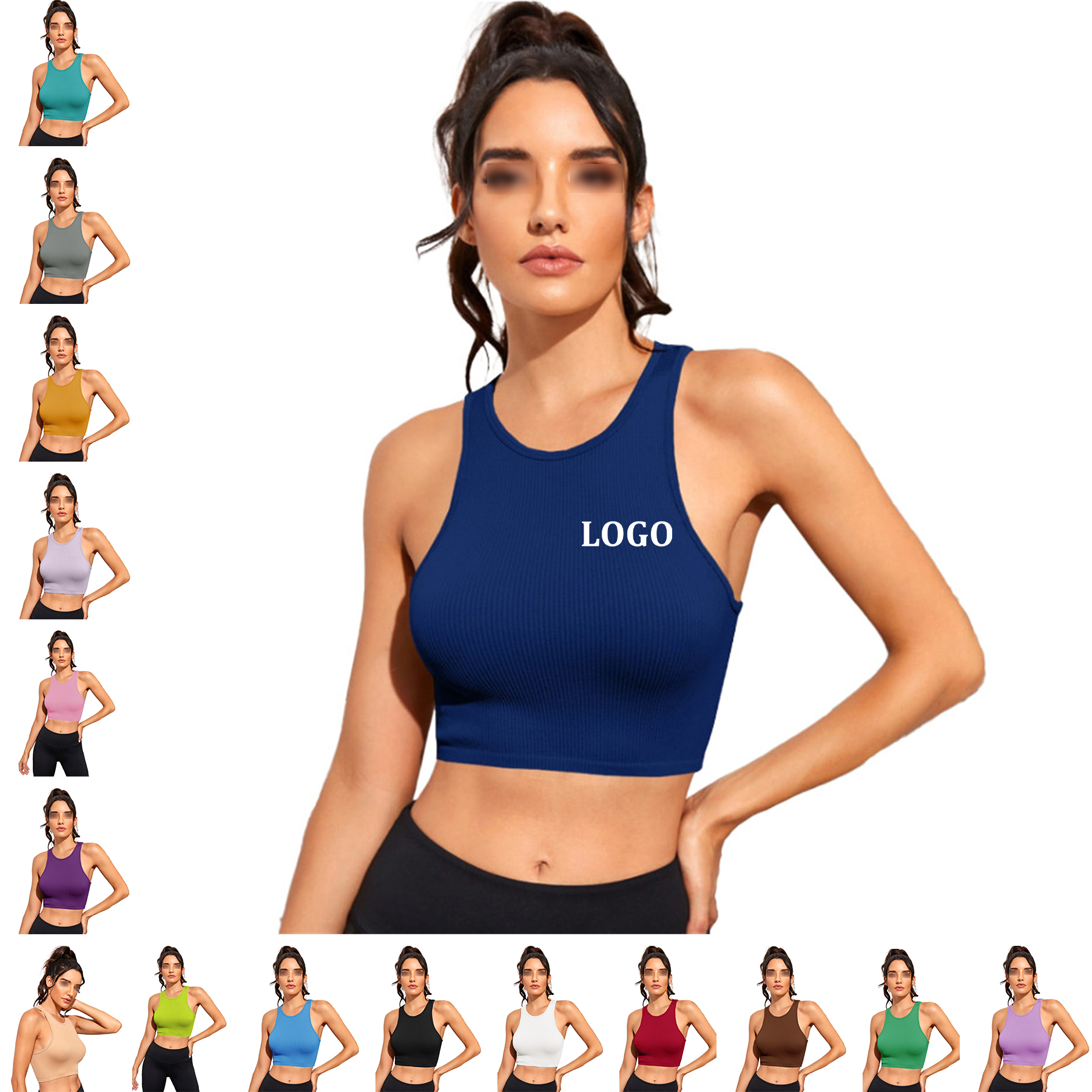 Womens Ribbed Longline Sports Bra 15
