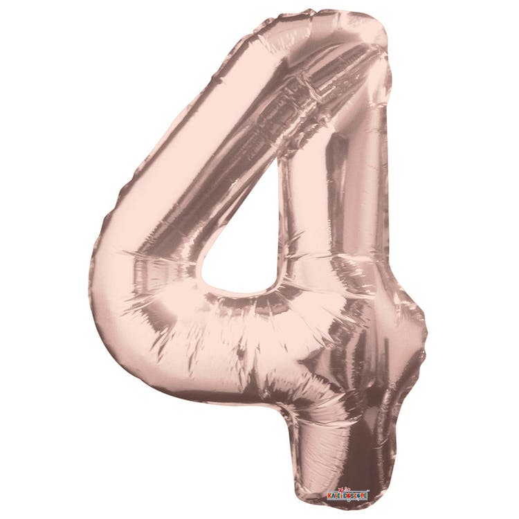 Mylar Number 4 Balloons - Rose Gold 34" 2