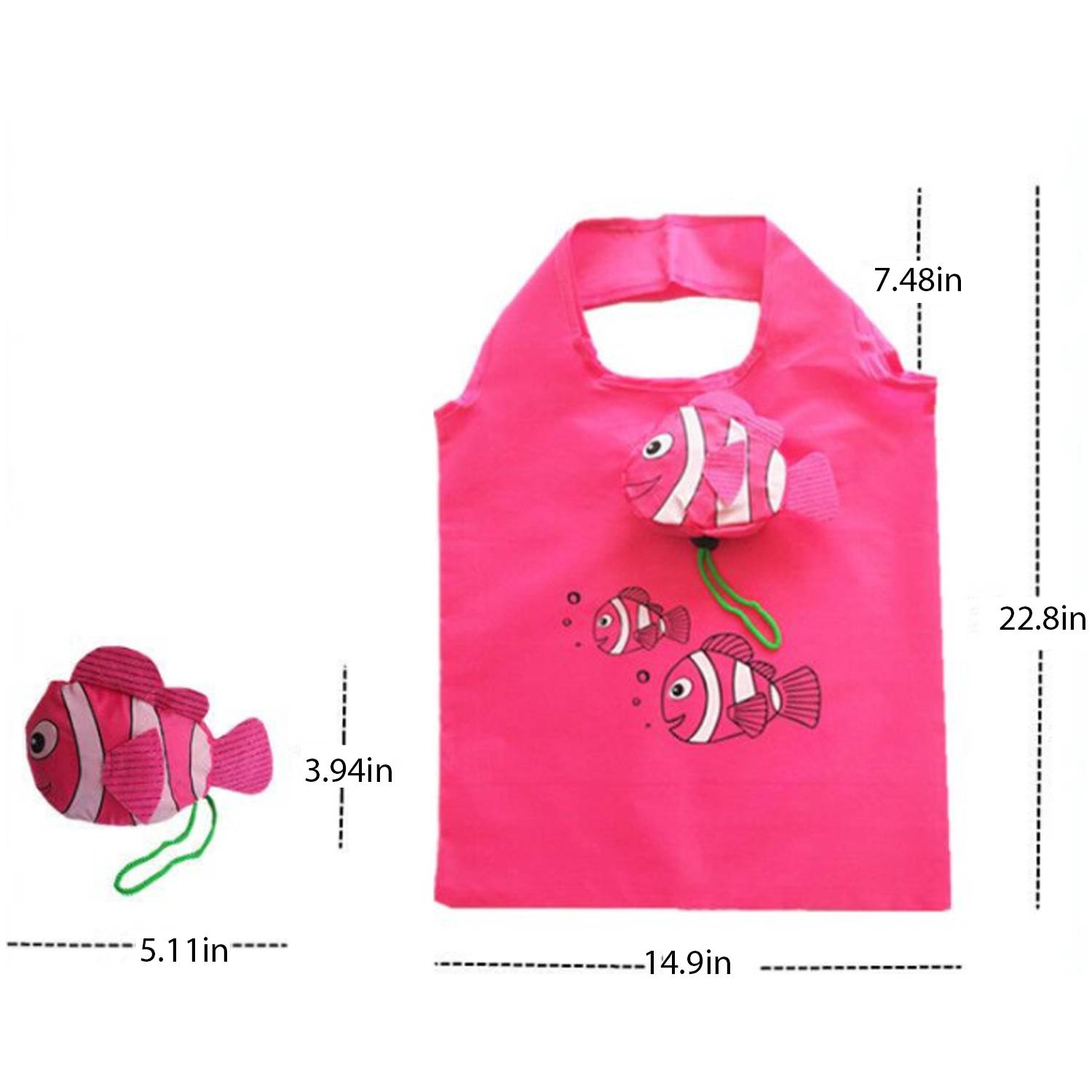 Foldable fish grocery tote bags 5