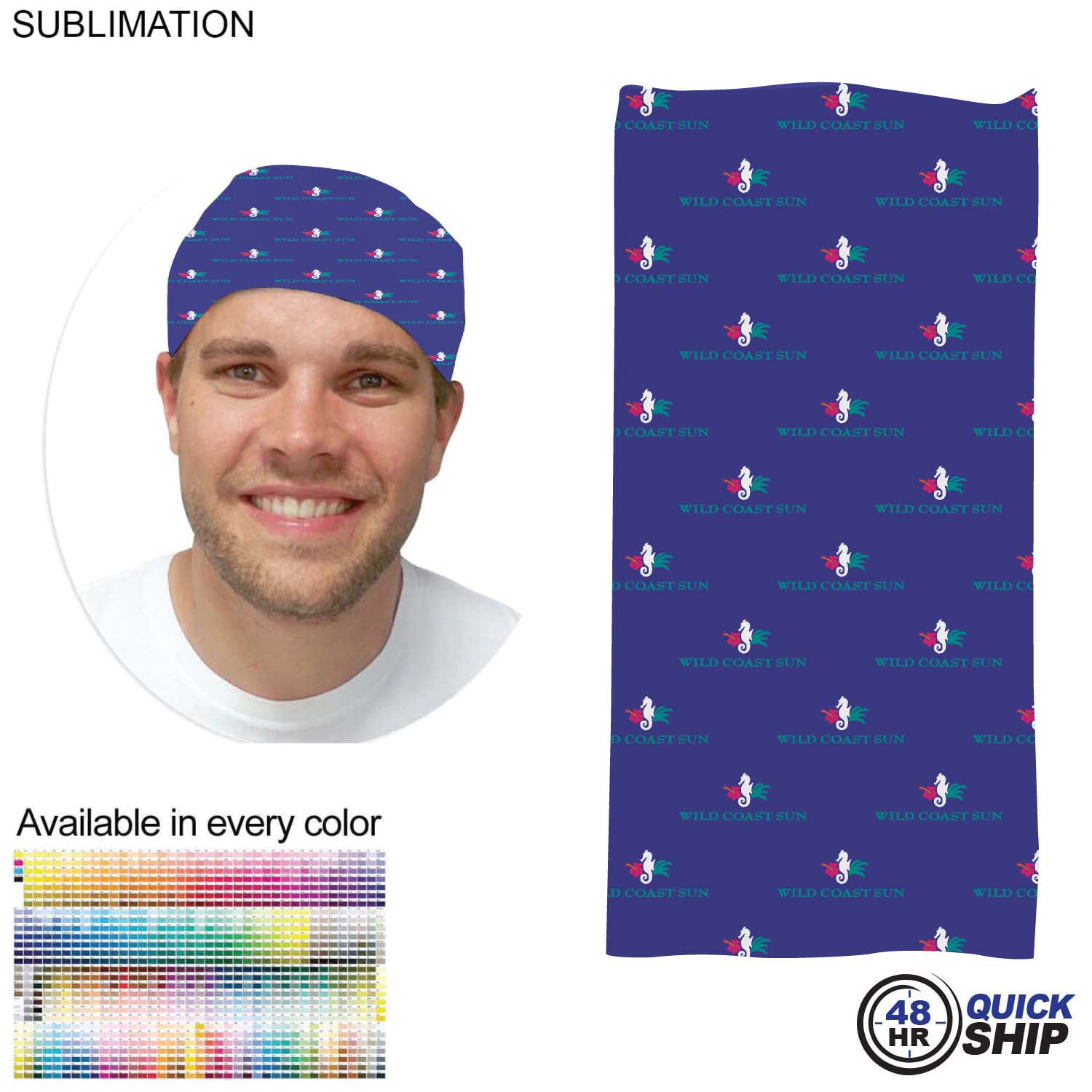 48 Hr Quick Ship - Sublimated Multifunction Tubular Headwear (Fandanna Bandanna) 3