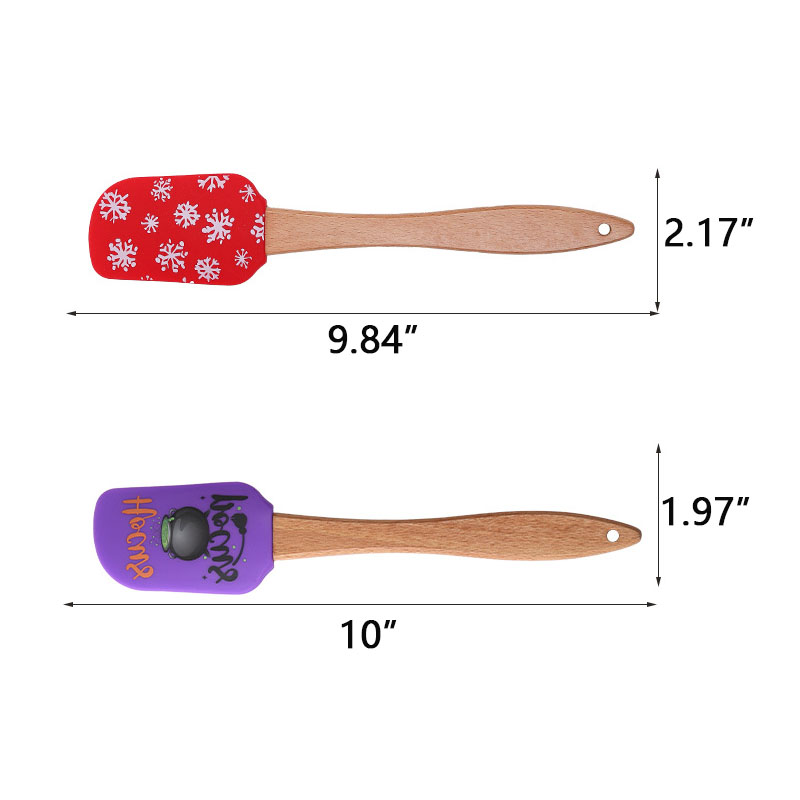 Christmas Halloween Silicone Spatula With Wooden Handle 5