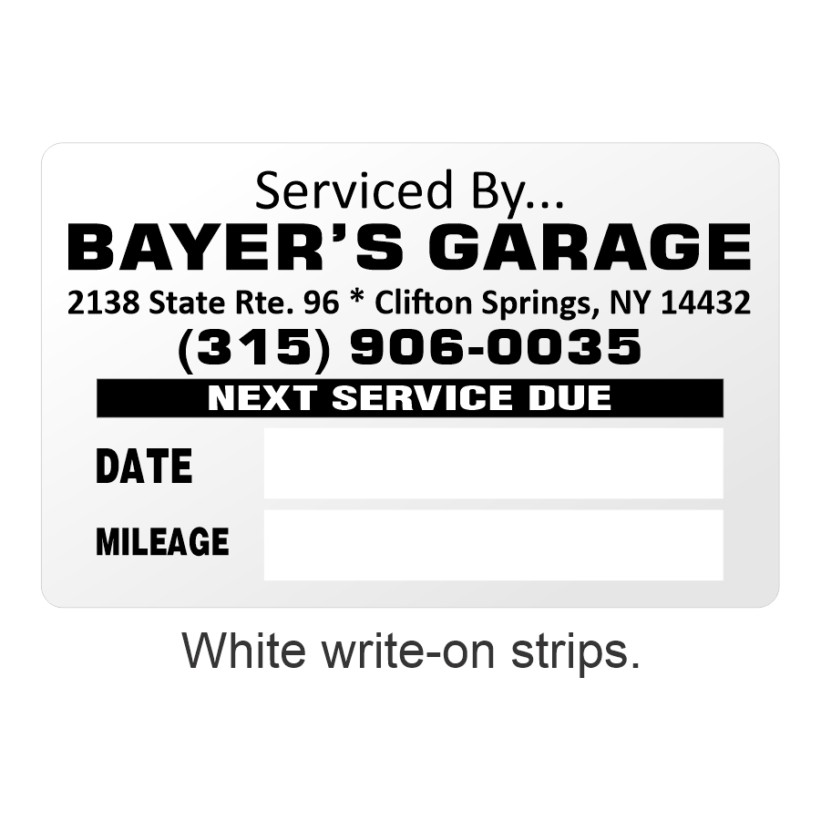 Oil Change Static Cling Sticker with White Strip 2