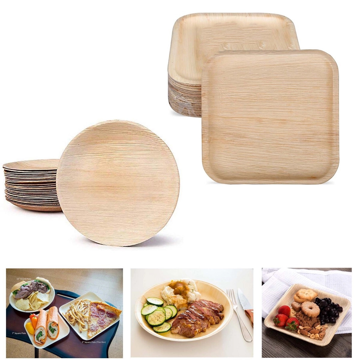 8x 8 Areca Palm Leaf Disposable Plates 2