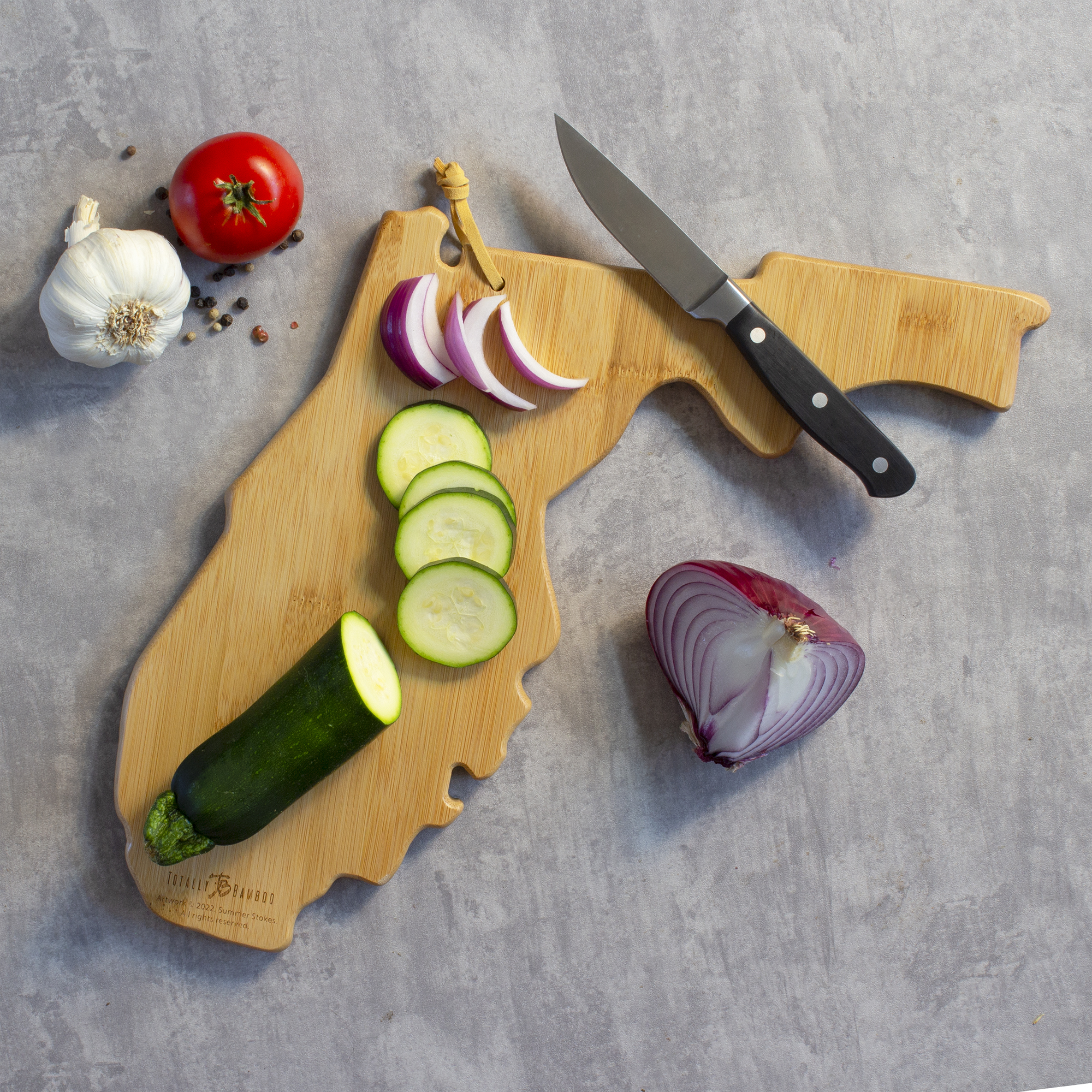 Florida State Shaped Cutting and Serving Board with Artwork by Summer Stokes 1