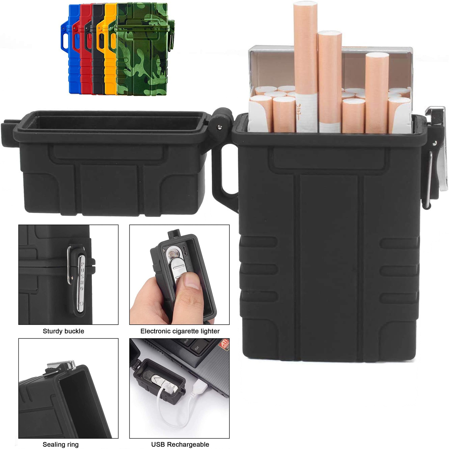 Waterproof Cigarette Case with Lighter 2
